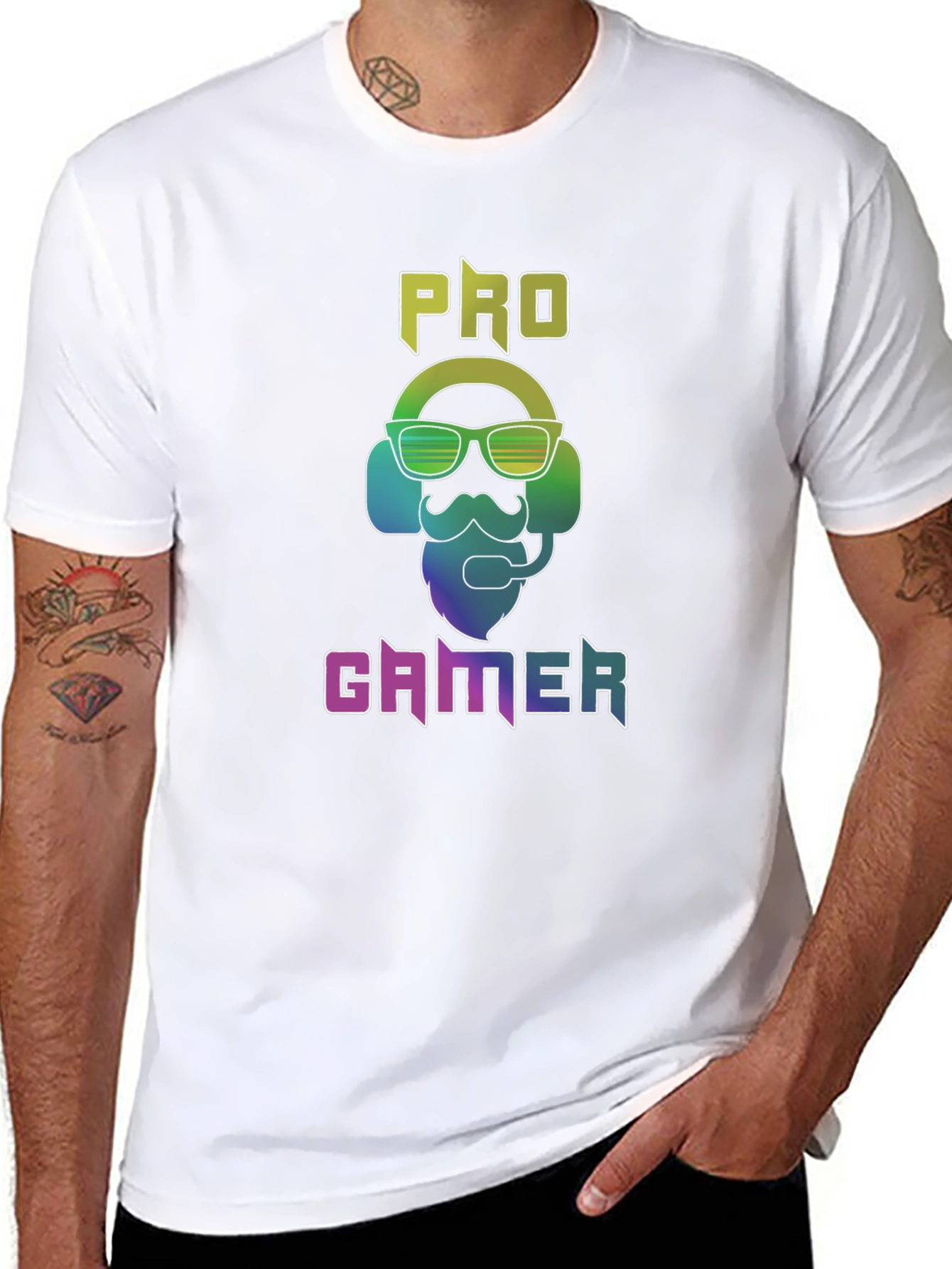 Black Pro Gamer T-Shirt - Black Cotton Tee with Colorful Graphic view 8