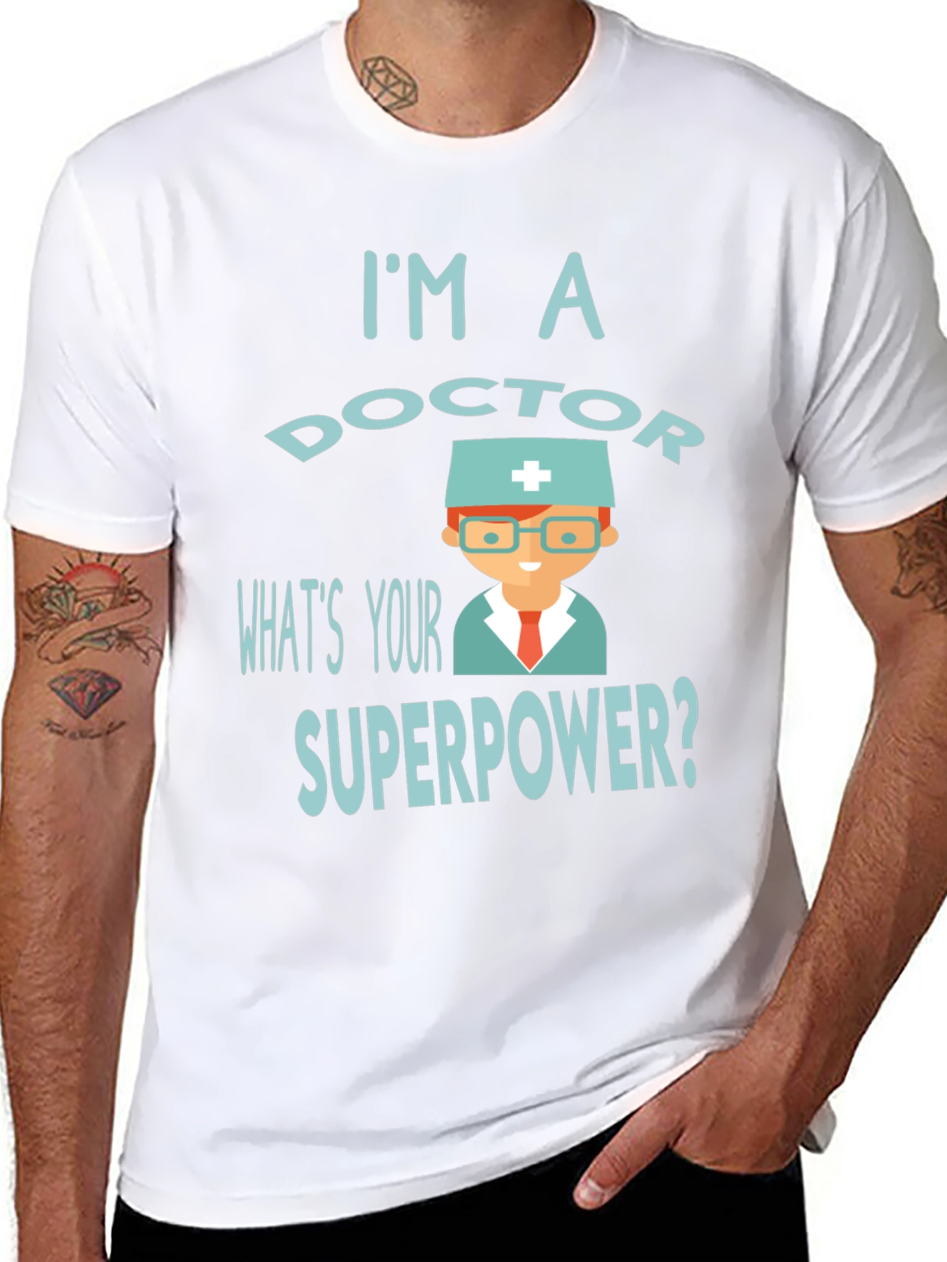 Black I'm a Doctor What's Your Superpower? T-Shirt view 8