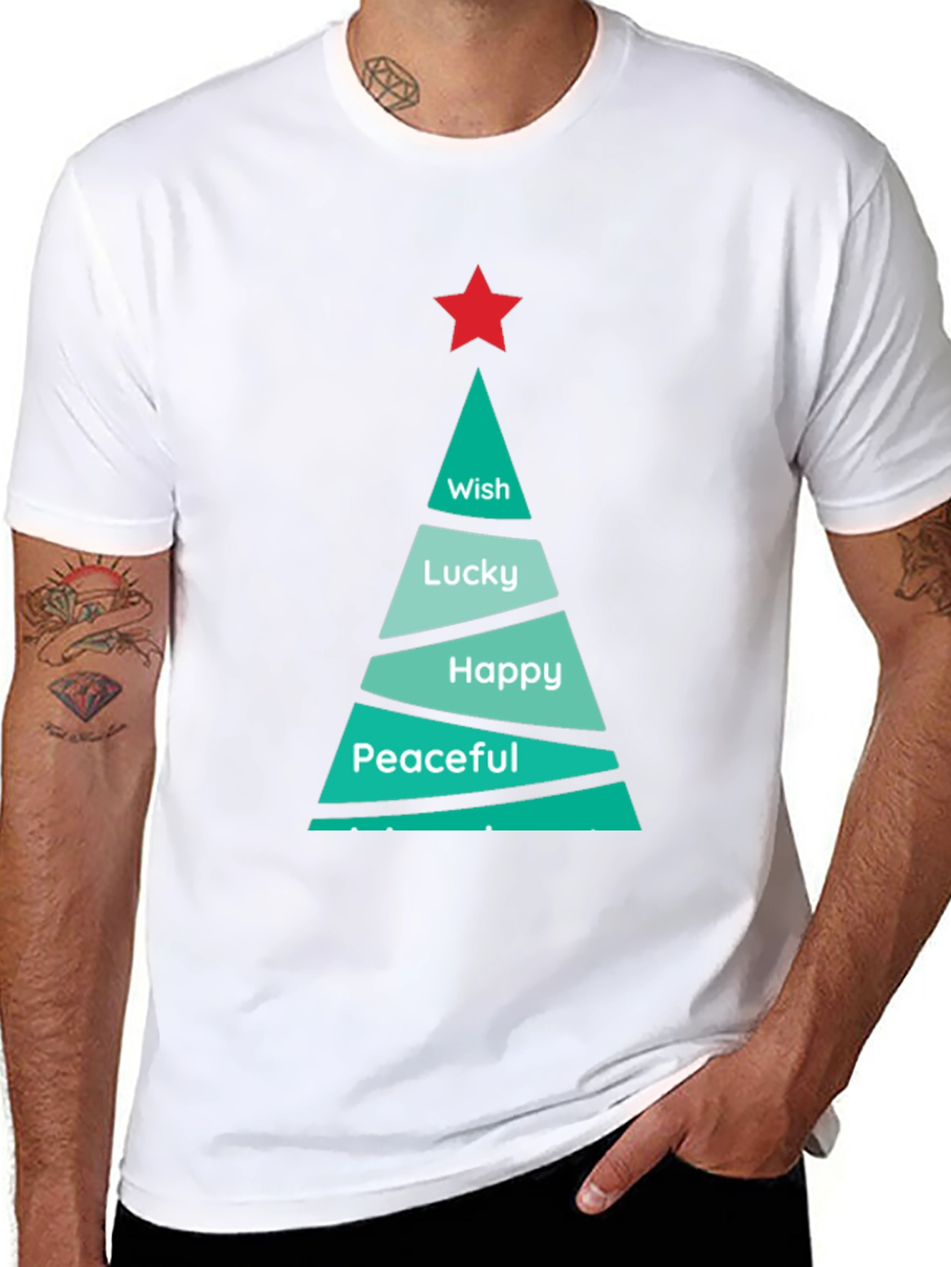 Black Festive Christmas Tree Wish T-Shirt view 8