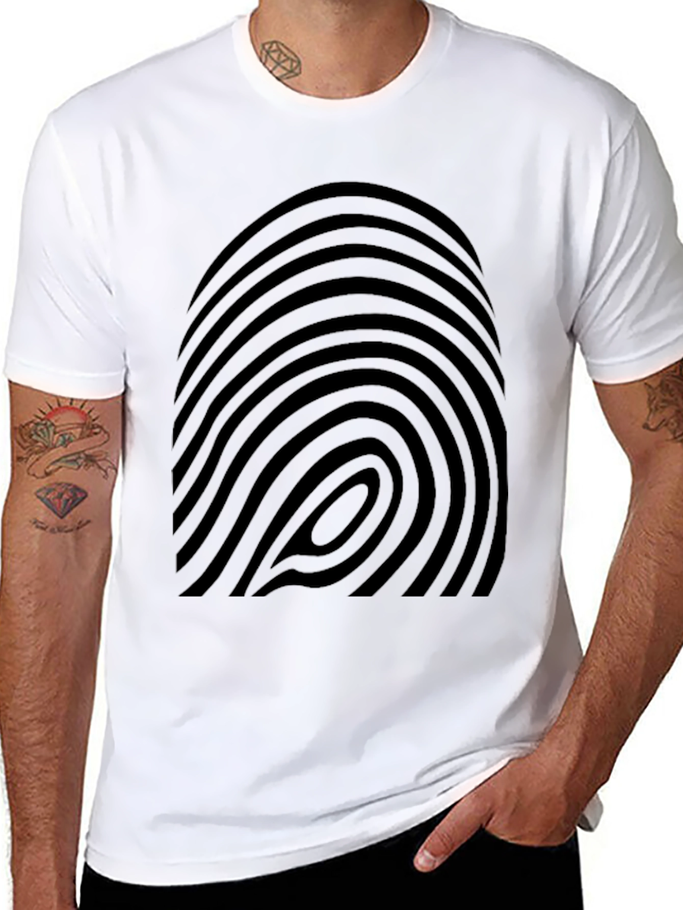 Black Fingerprint Graphic Black T-Shirt view 8