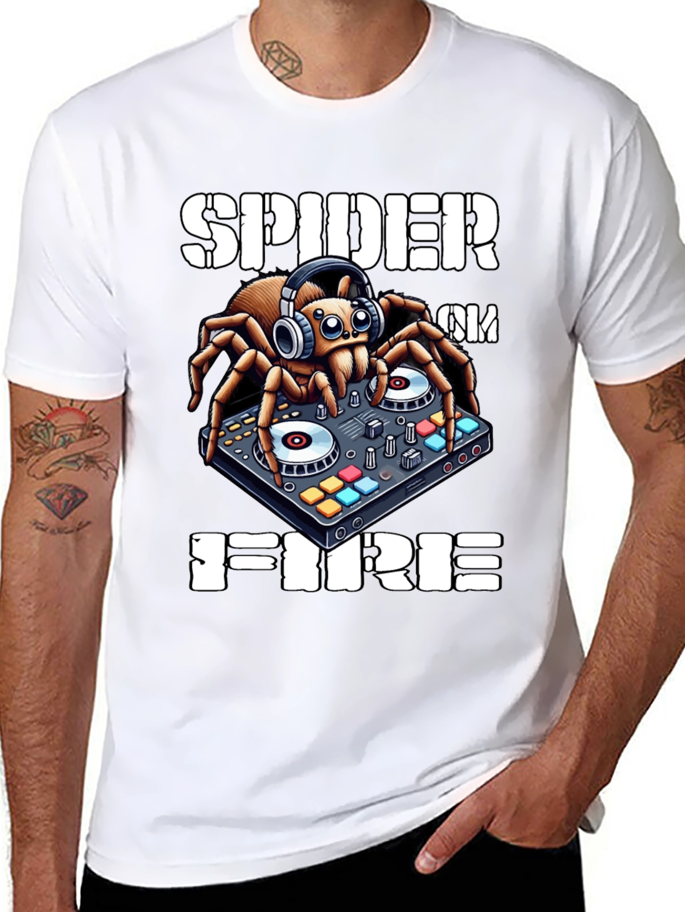 Black Spider DJ T-Shirt - Spider on Fire view 8