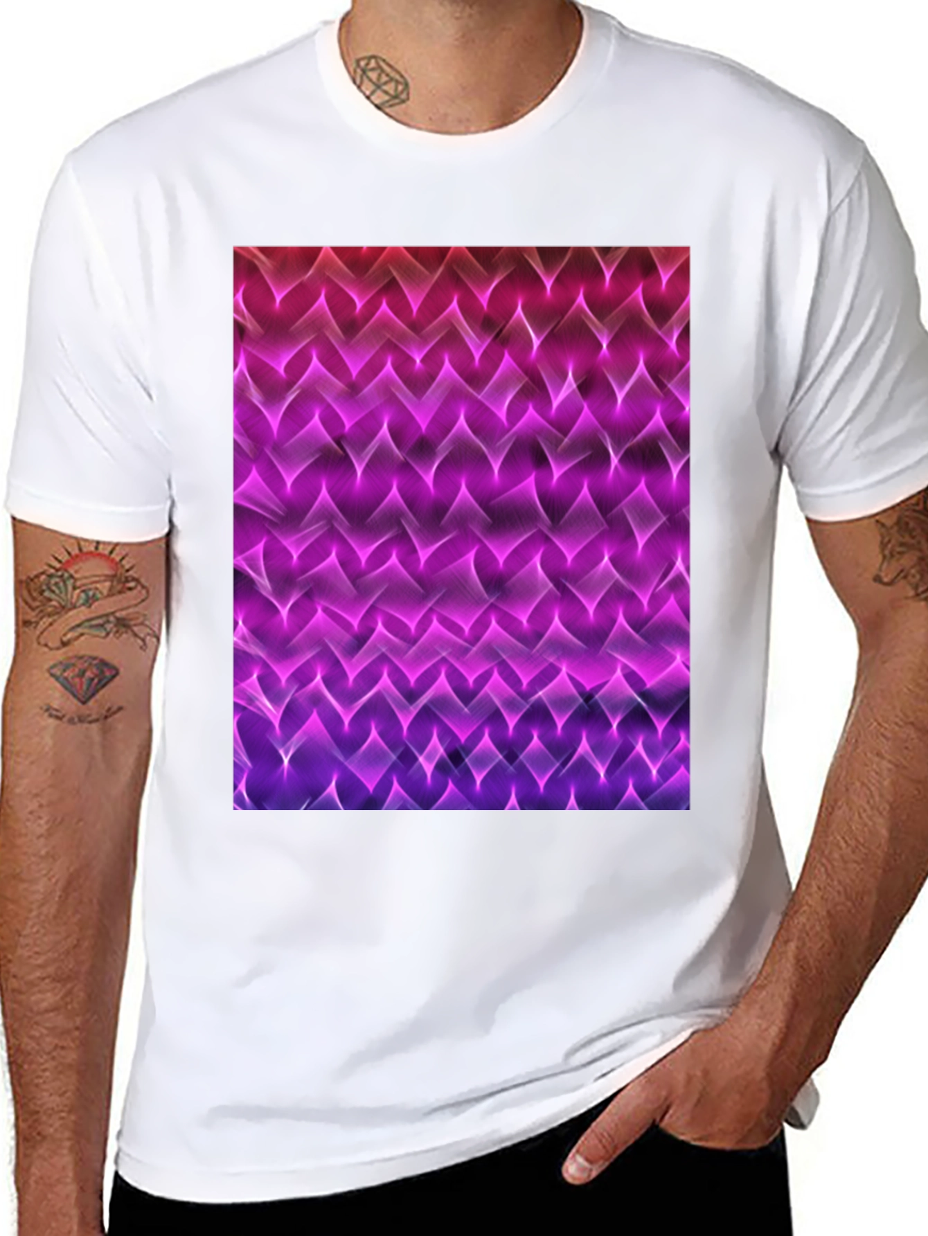 Black Abstract Pattern Black T-Shirt view 8