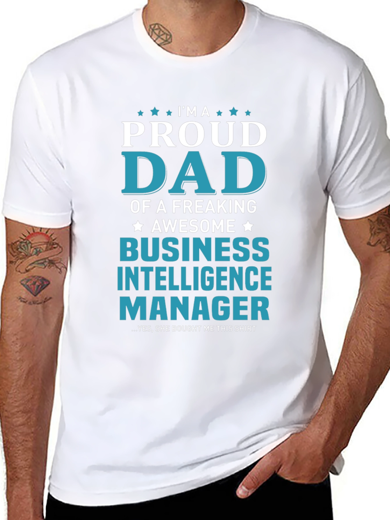 Black Proud Dad Business Intelligence Manager T-Shirt view 8