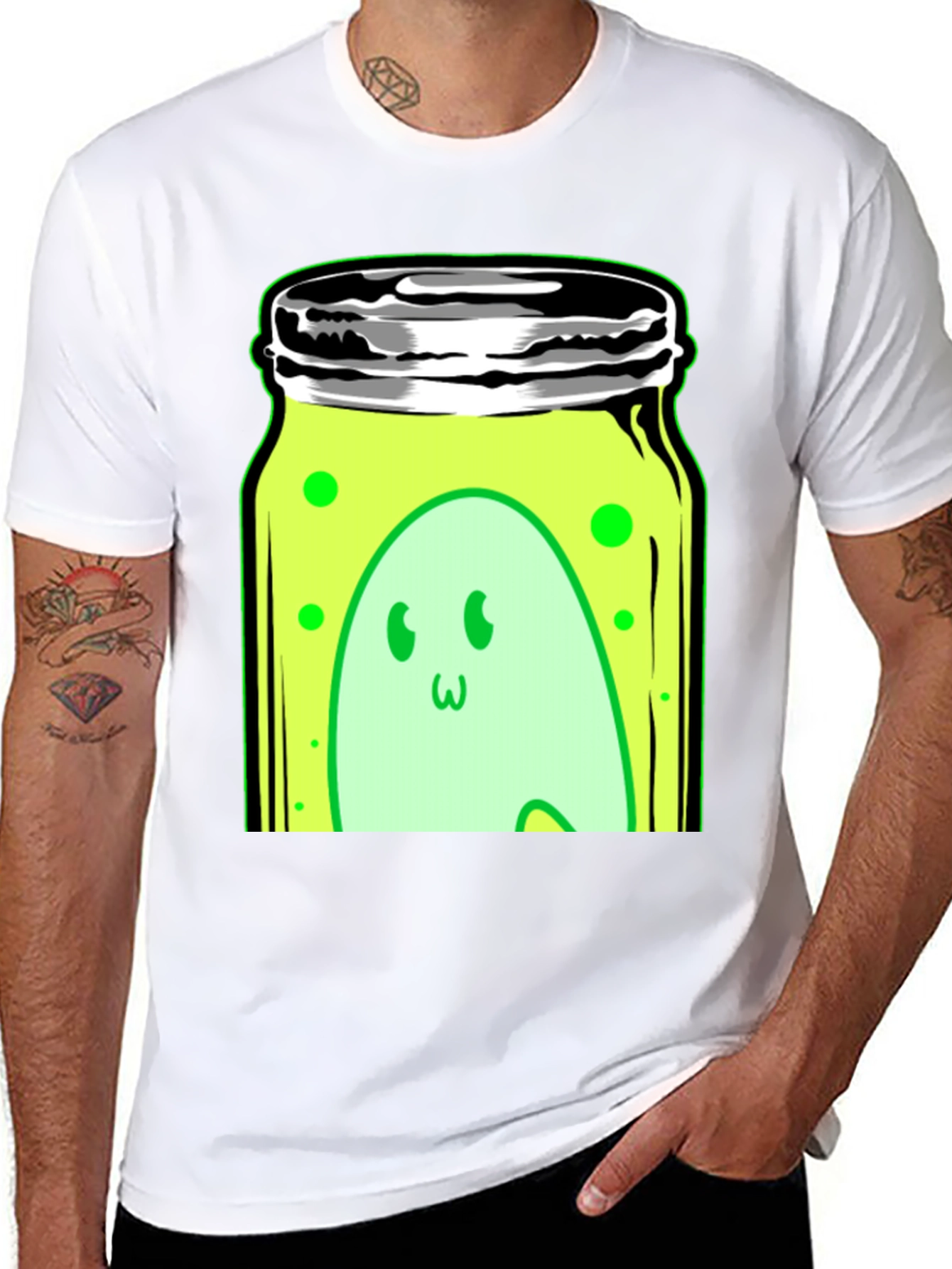Black Ghost in a Jar Graphic Tee - Black Cotton Blend view 8