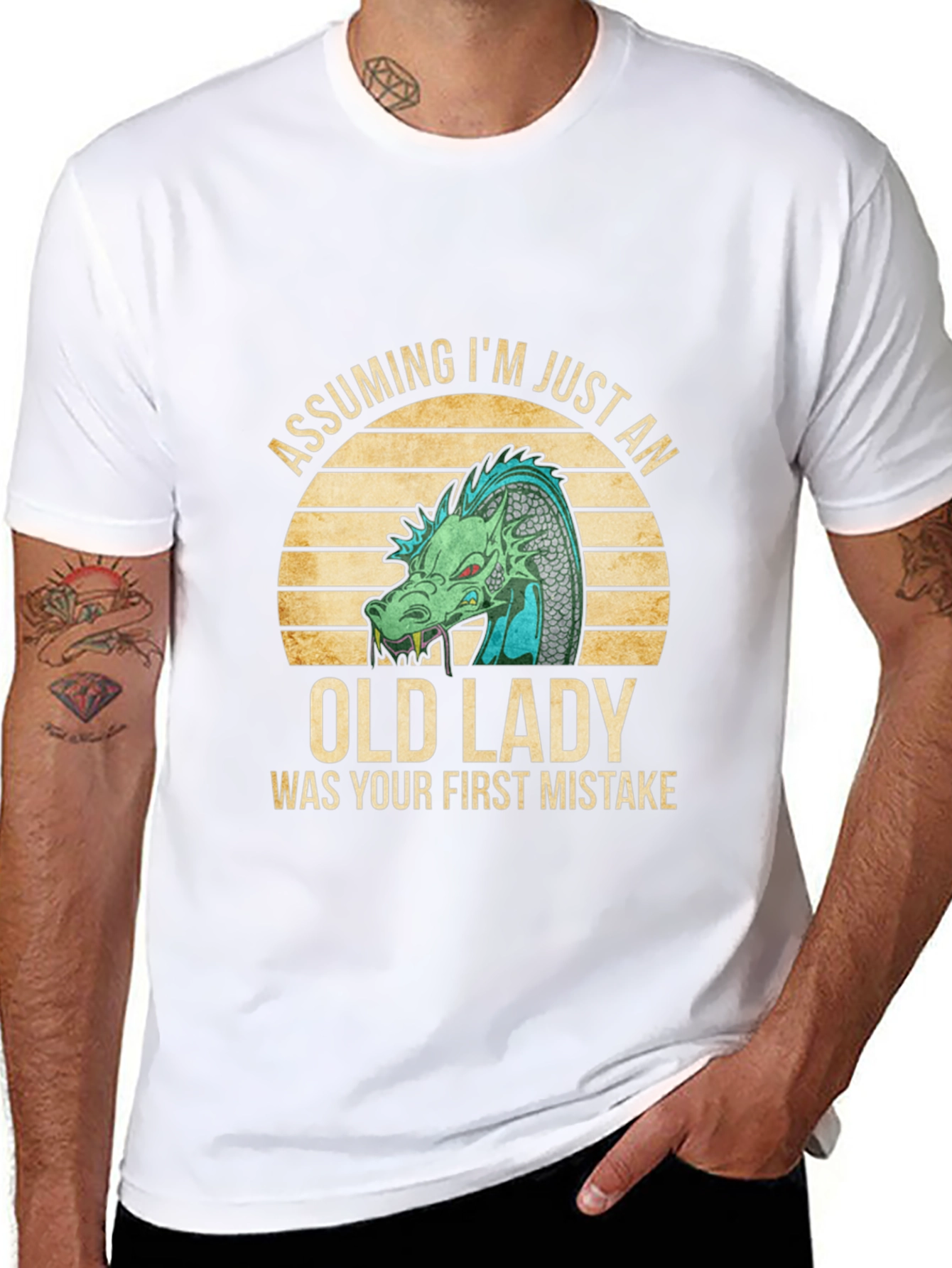 Black Assuming I'm Just an Old Lady Dragon T-Shirt view 8