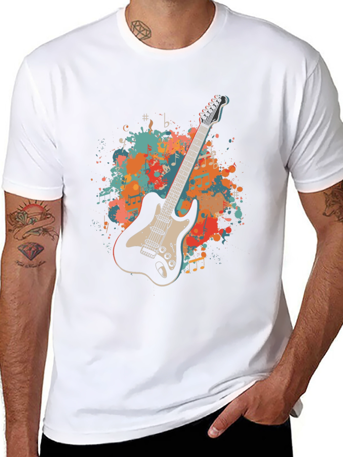 Black Guitar Graphic Tee - Music Lover's T-Shirt view 8