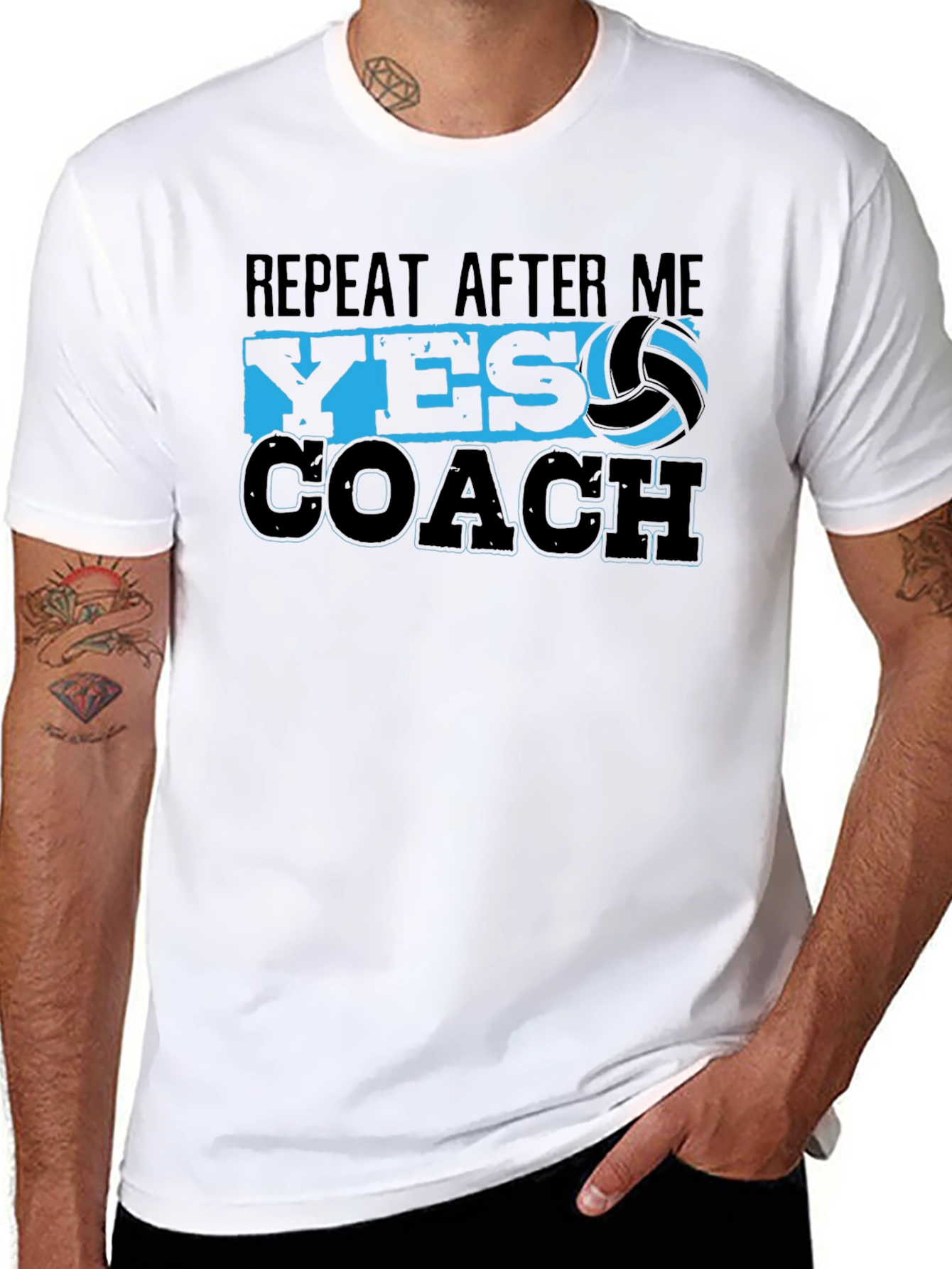 Black Volleyball Coach T-Shirt - Repeat After Me Yes Coach view 8