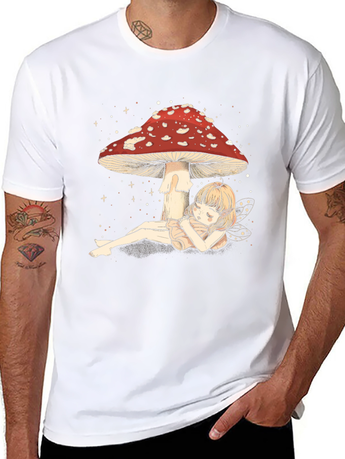 Black Mushroom Fairy T-Shirt - Whimsical Black Tee view 8