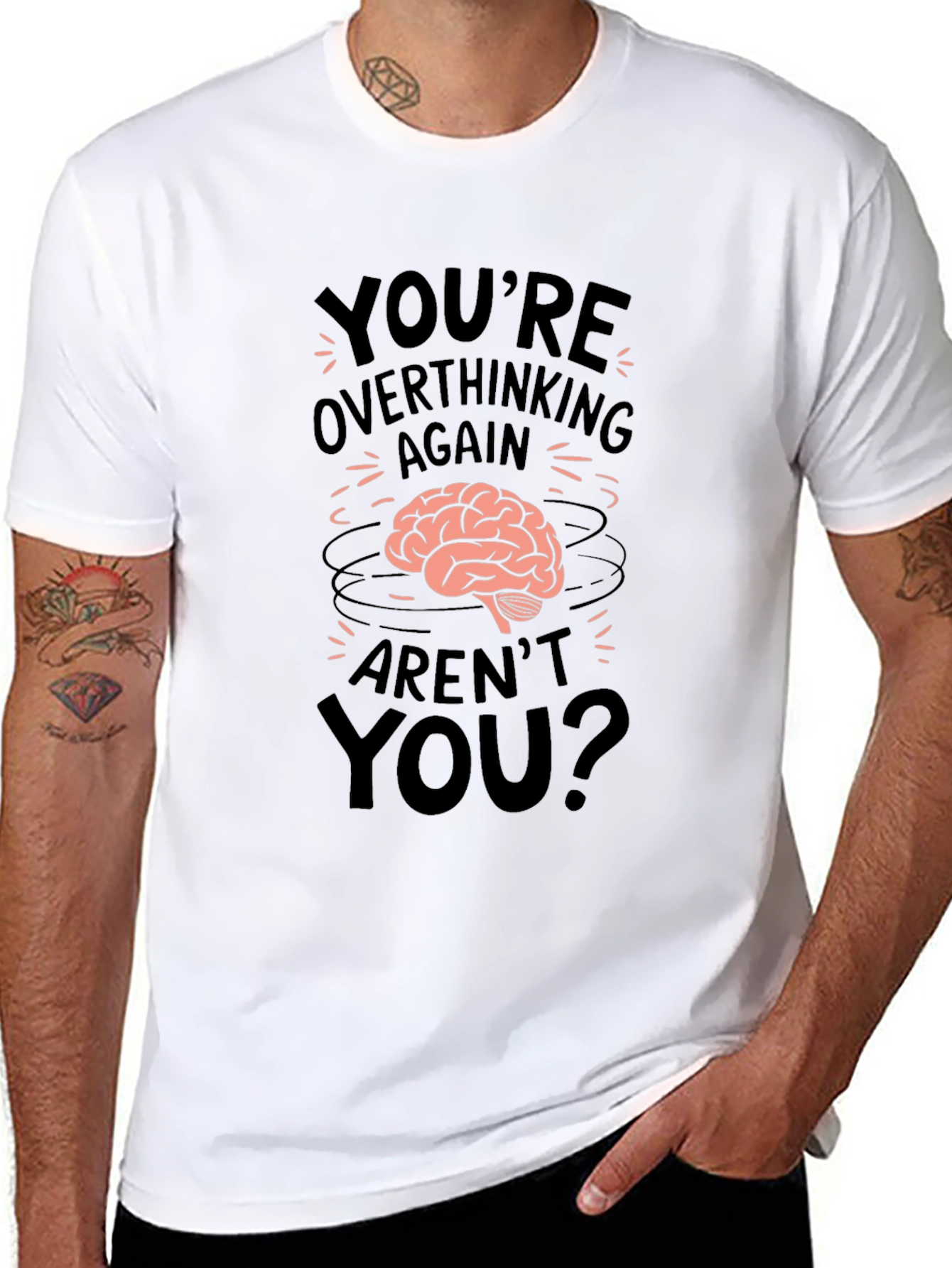 Black Overthinking Brain Tee -  Men's Graphic T-Shirt view 8
