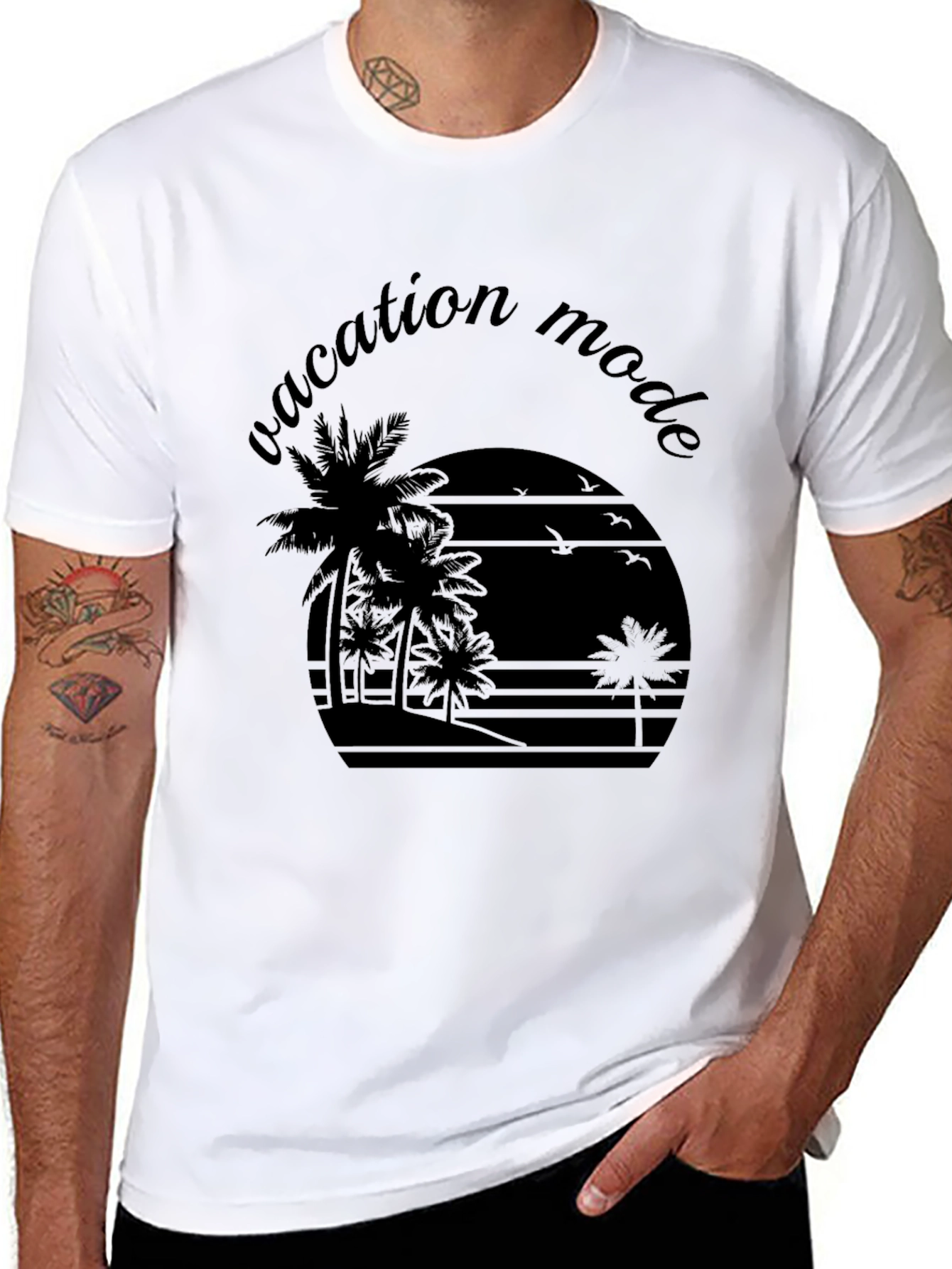 Black Vacation Mode T-Shirt - Palm Tree Graphic Tee view 8