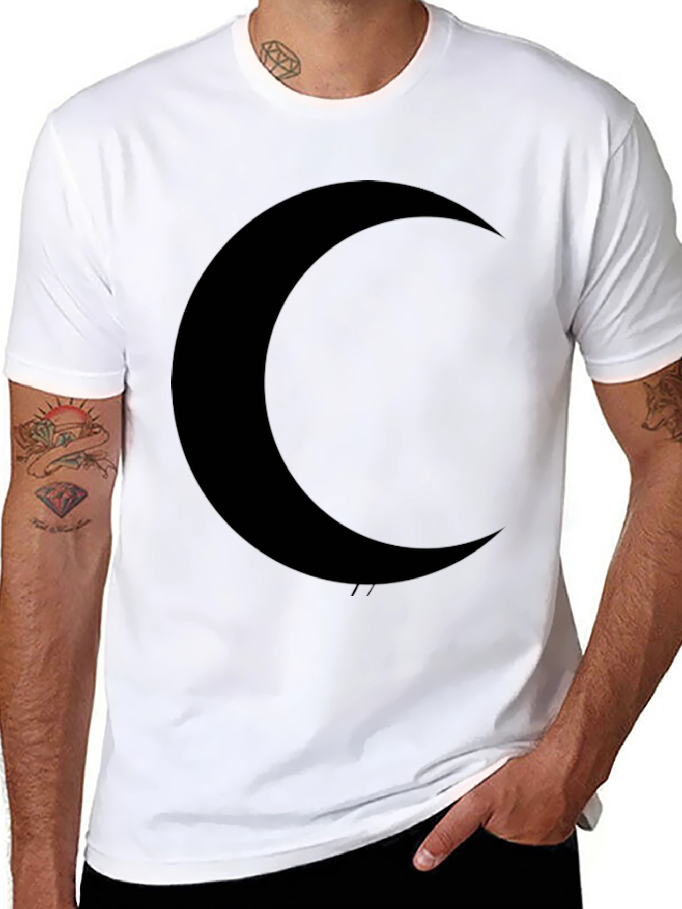 Black Black Crescent Moon Graphic T-Shirt - Modern Style view 8