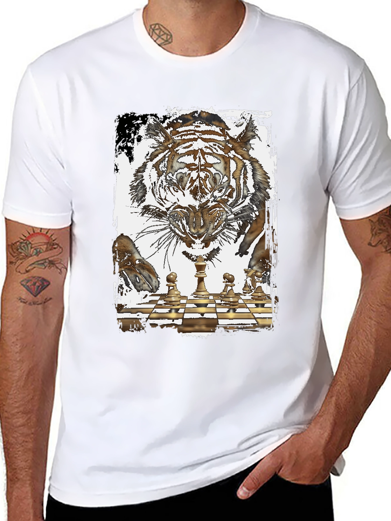 Black Tiger Chess Graphic T-Shirt view 8