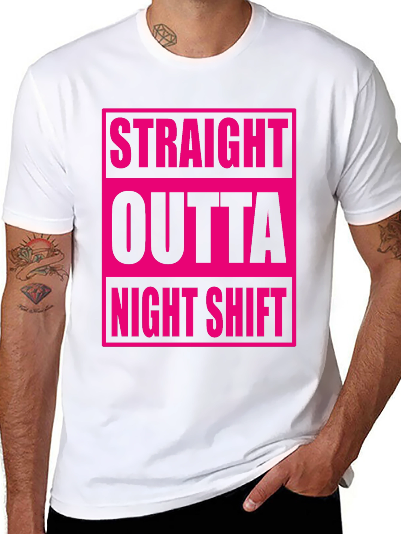 Black Straight Outta Night Shift Graphic Tee view 8