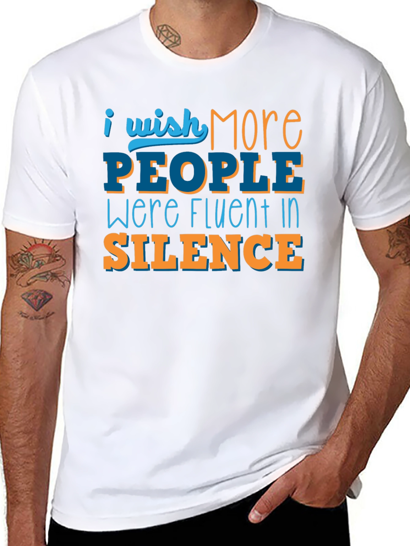 Black I Wish More People Were Fluent in Silence T-Shirt view 8