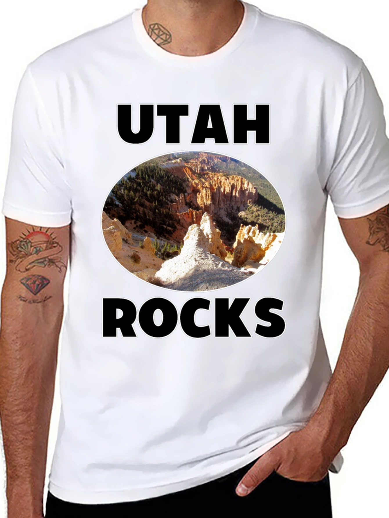 Black Utah Rocks T-Shirt - Black Cotton Graphic Tee view 8