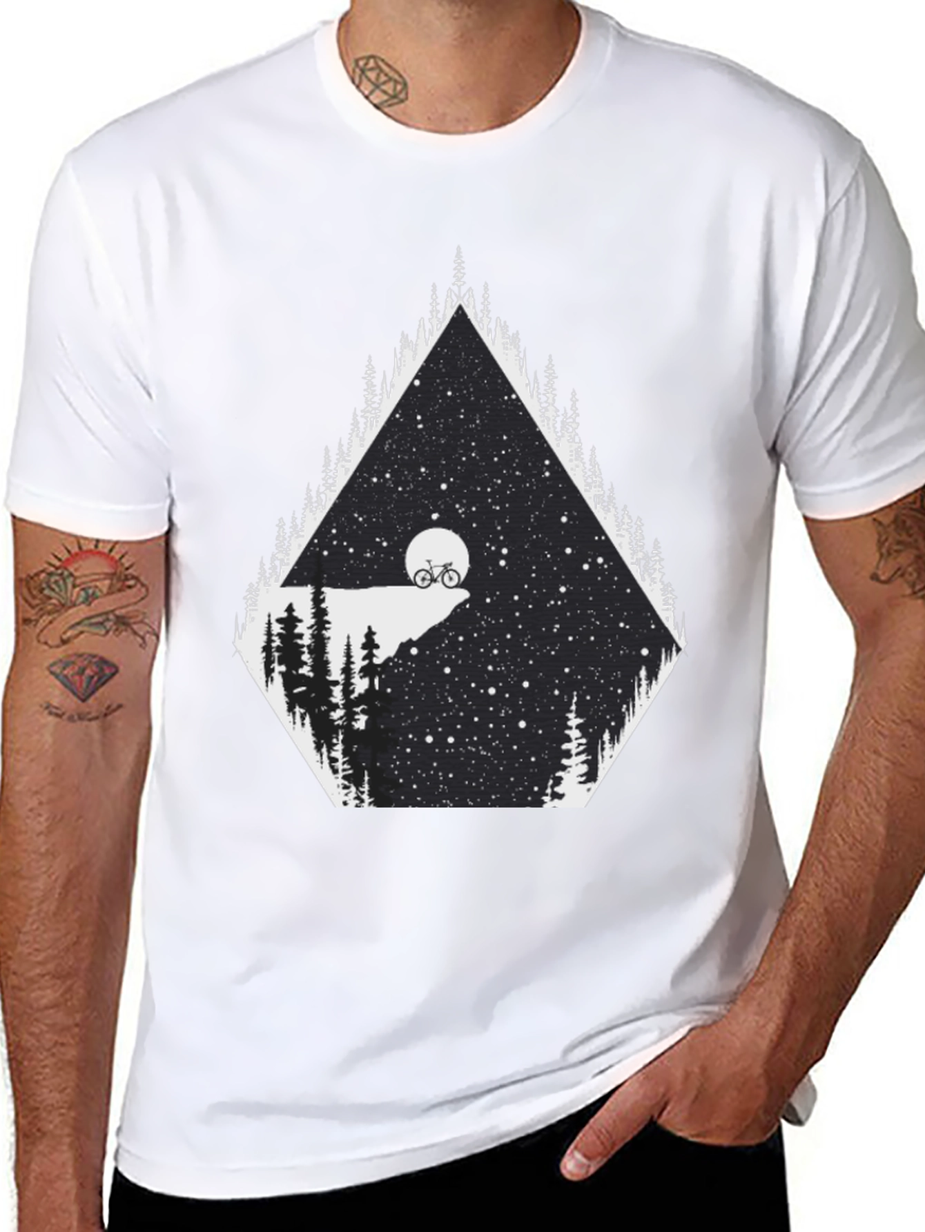 Black Night Ride T-Shirt - Mountain Bike Scene Graphic Tee view 8