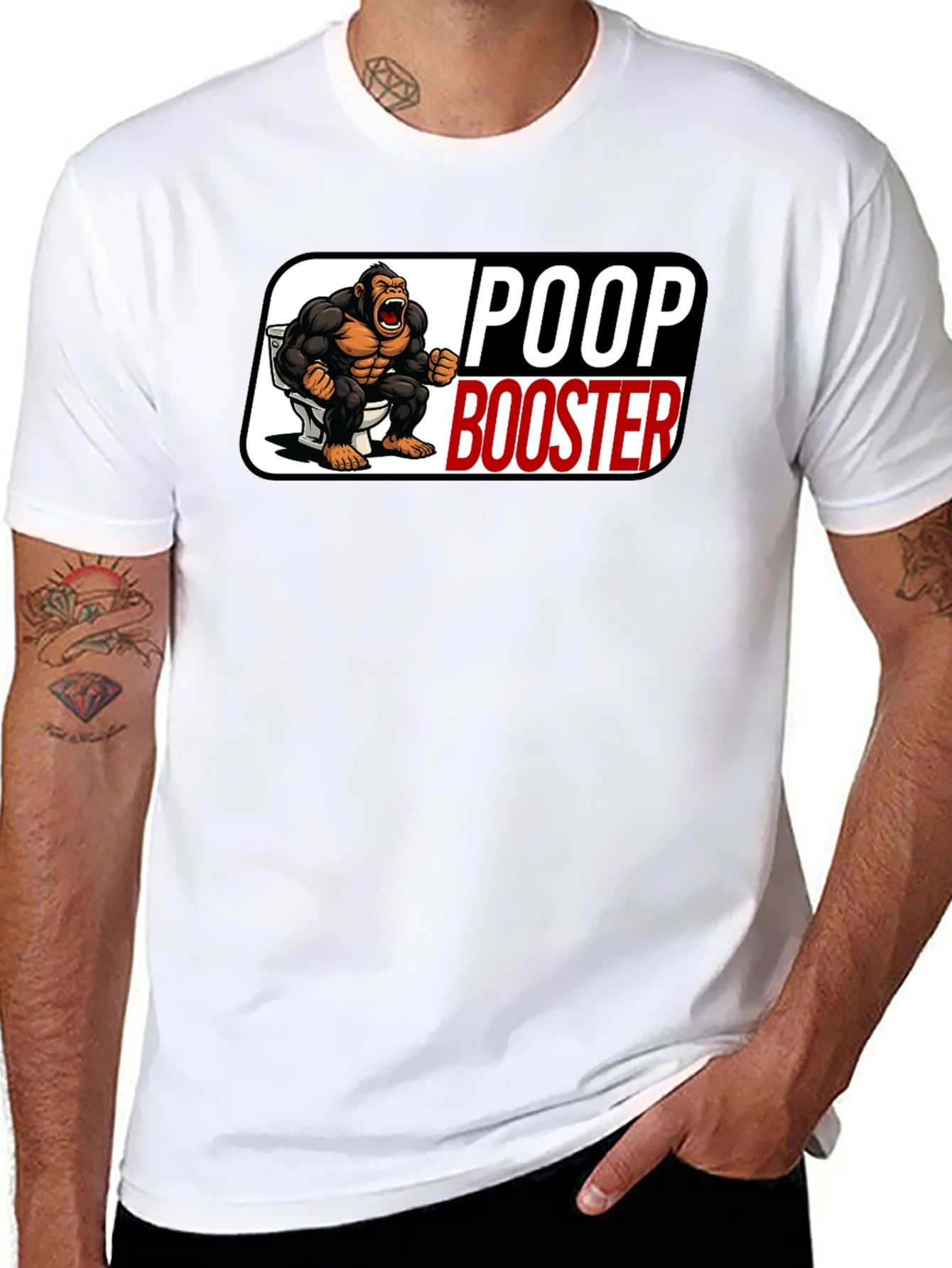 Black Poop Booster Gorilla Graphic T-Shirt view 8