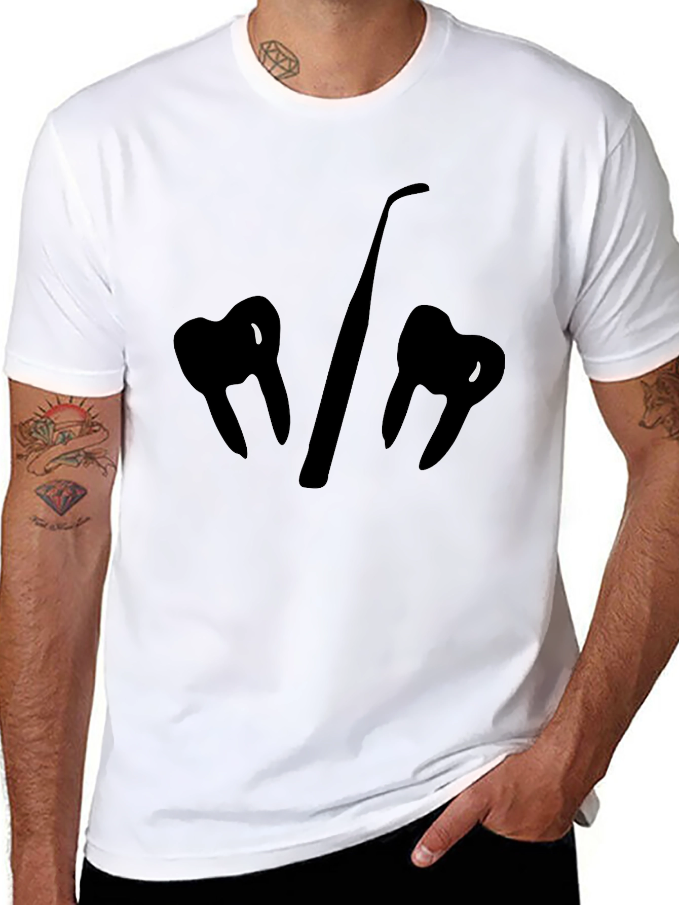 Black Dental Humor T-Shirt - Clean Teeth Design view 8