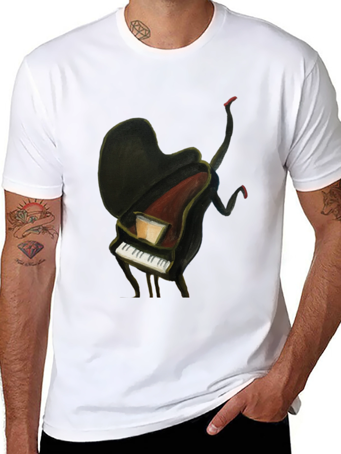 Black Piano Man Graphic Tee - Unique Music Lover T-Shirt view 8