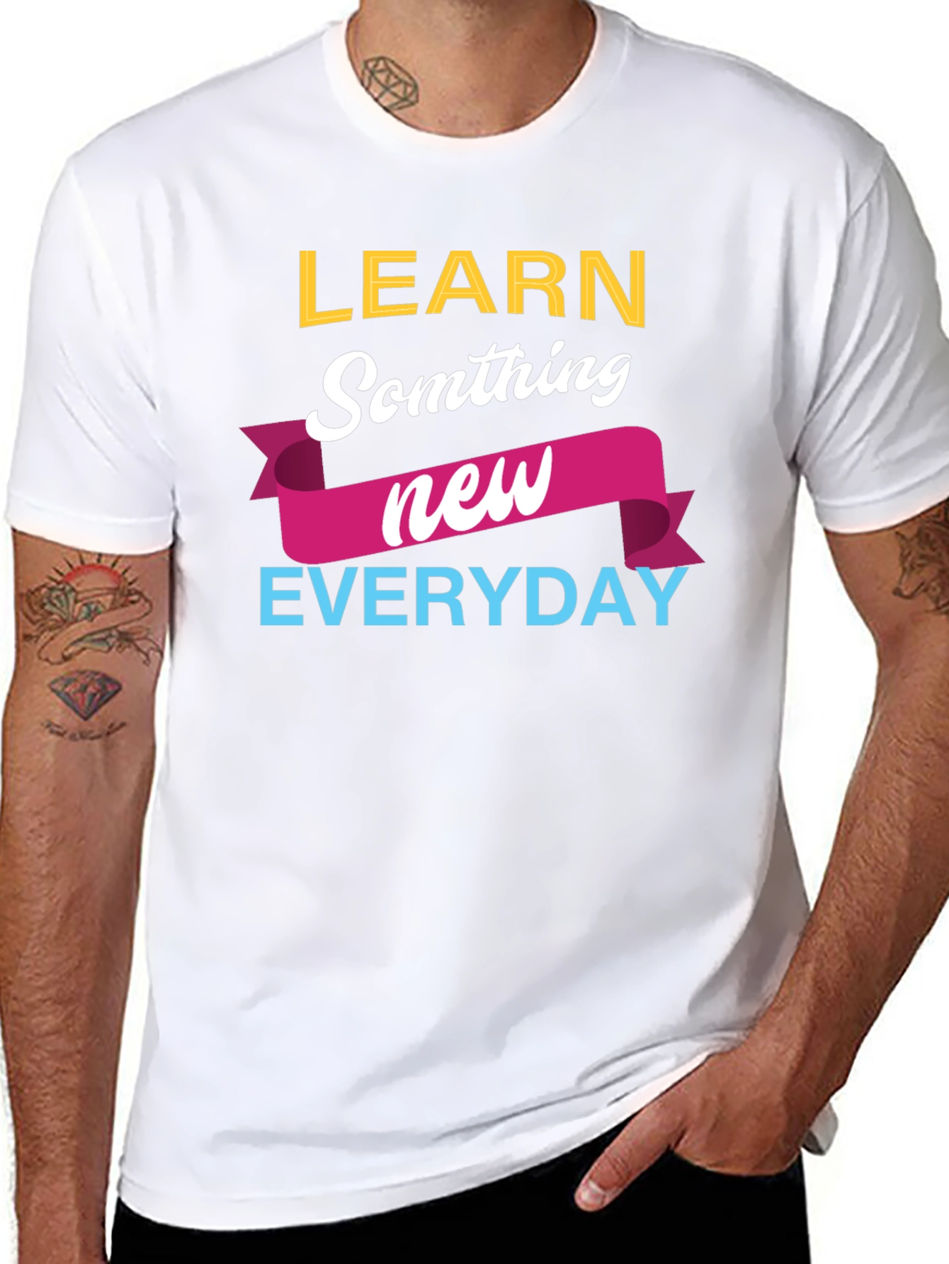 Black Learn Something New Everyday T-Shirt view 8