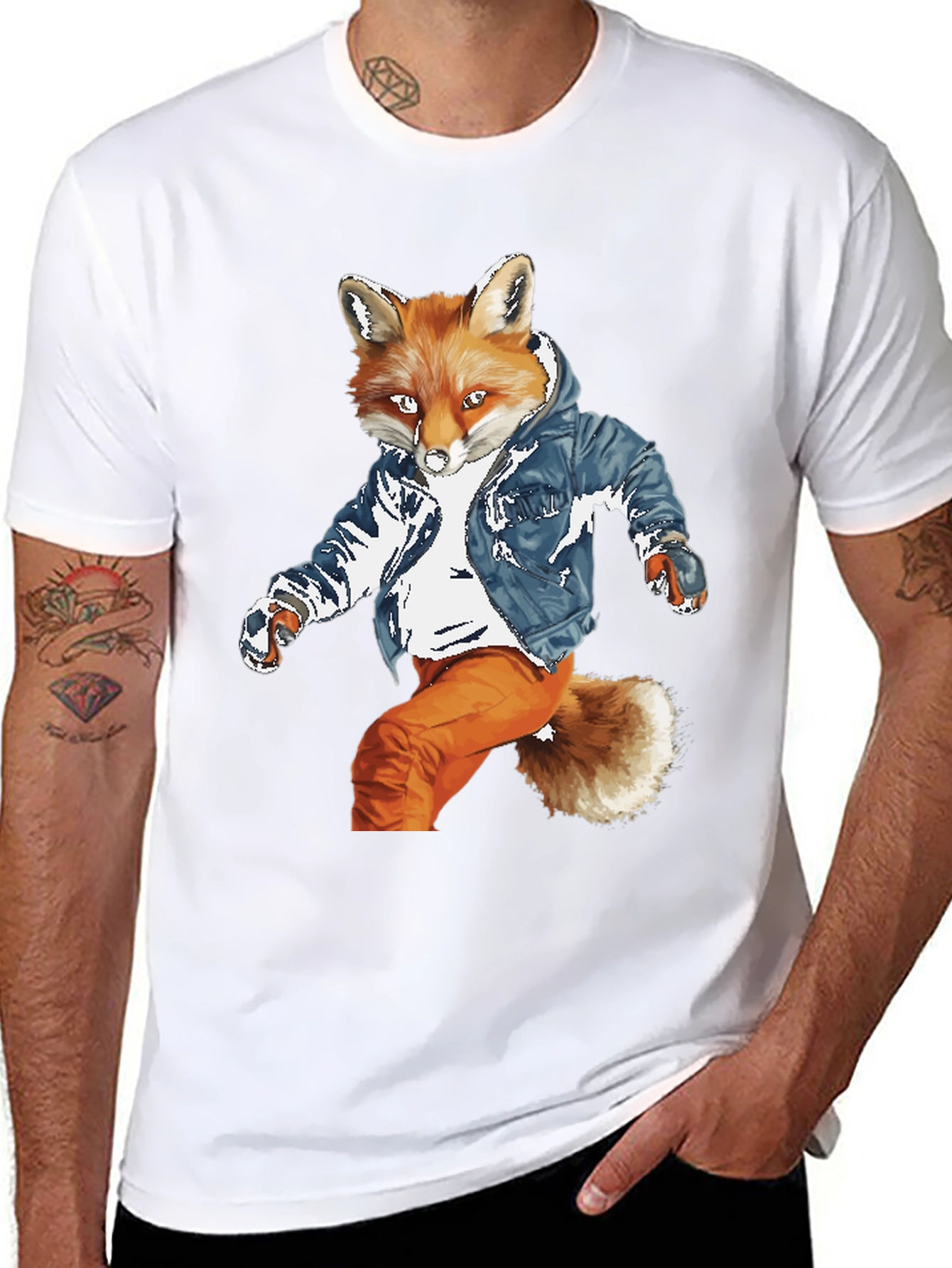 Black Cool Fox Graphic Tee - Urban Style view 8