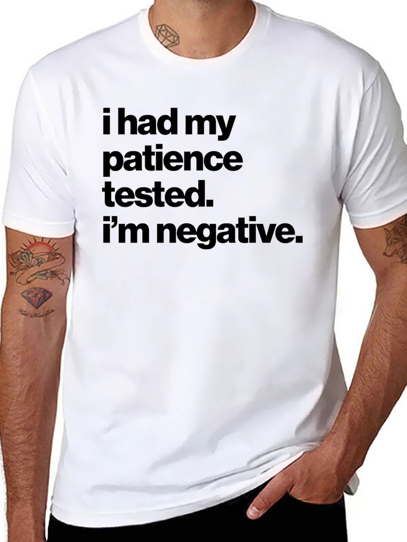 Black Funny Patience Tested Negative T-Shirt view 8