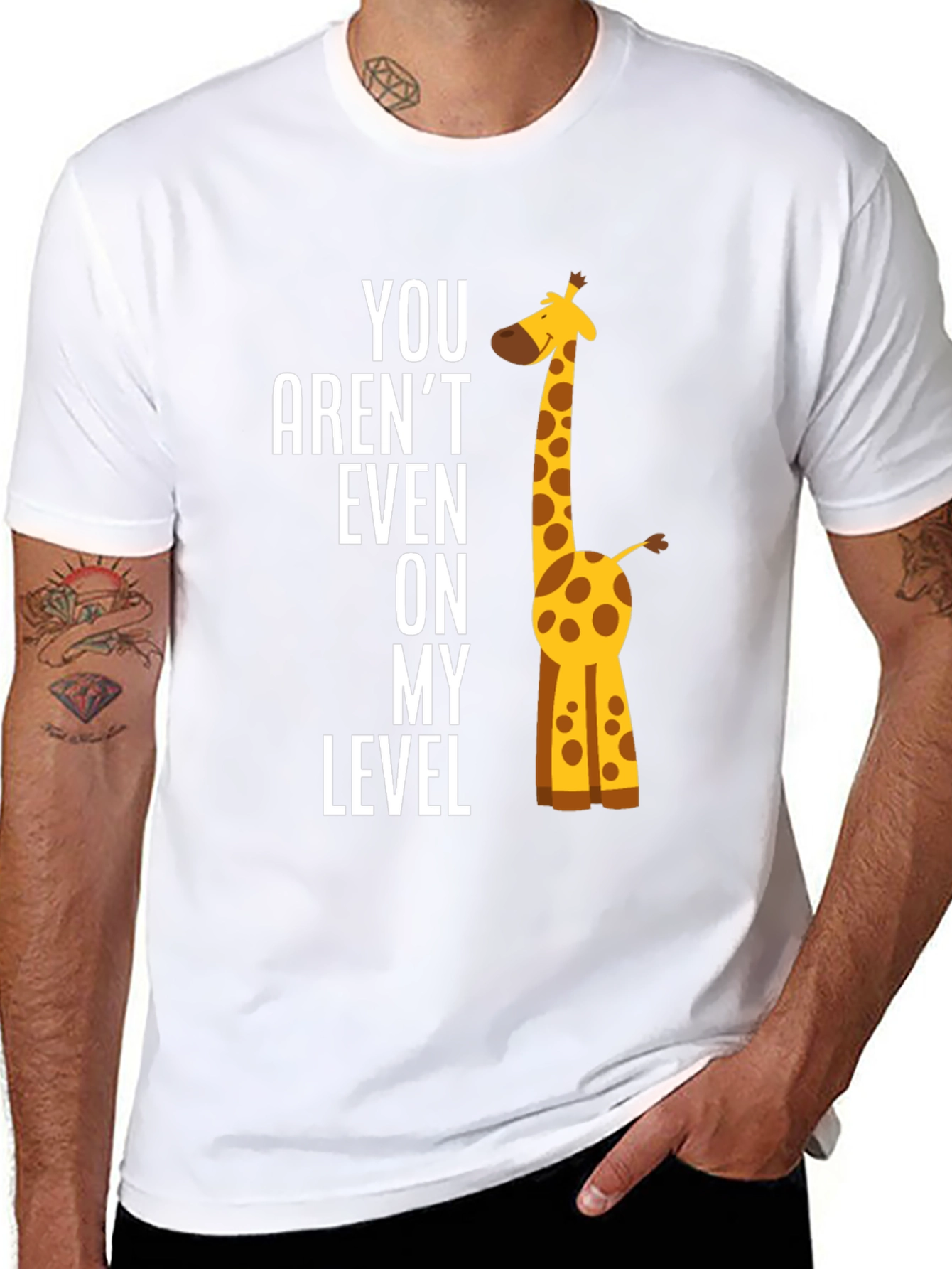 Black Funny Giraffe T-Shirt - "You Aren't Even on My Level" view 8