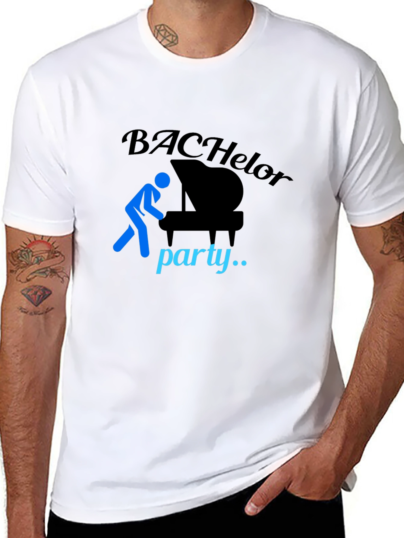 Black Bachelor Party Piano T-Shirt view 8