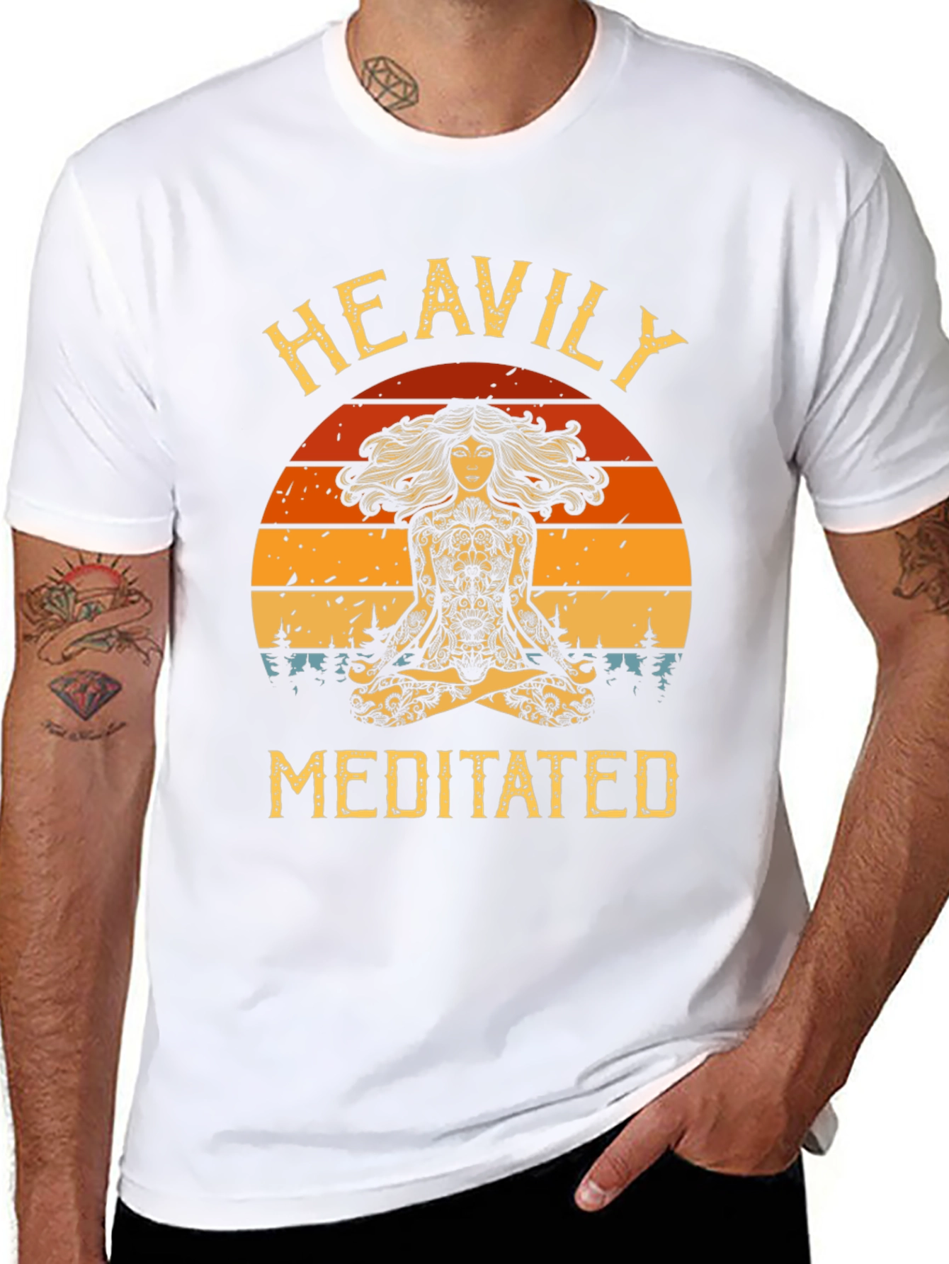 Black Heavily Meditated Graphic Tee - Yoga Meditation Shirt view 8