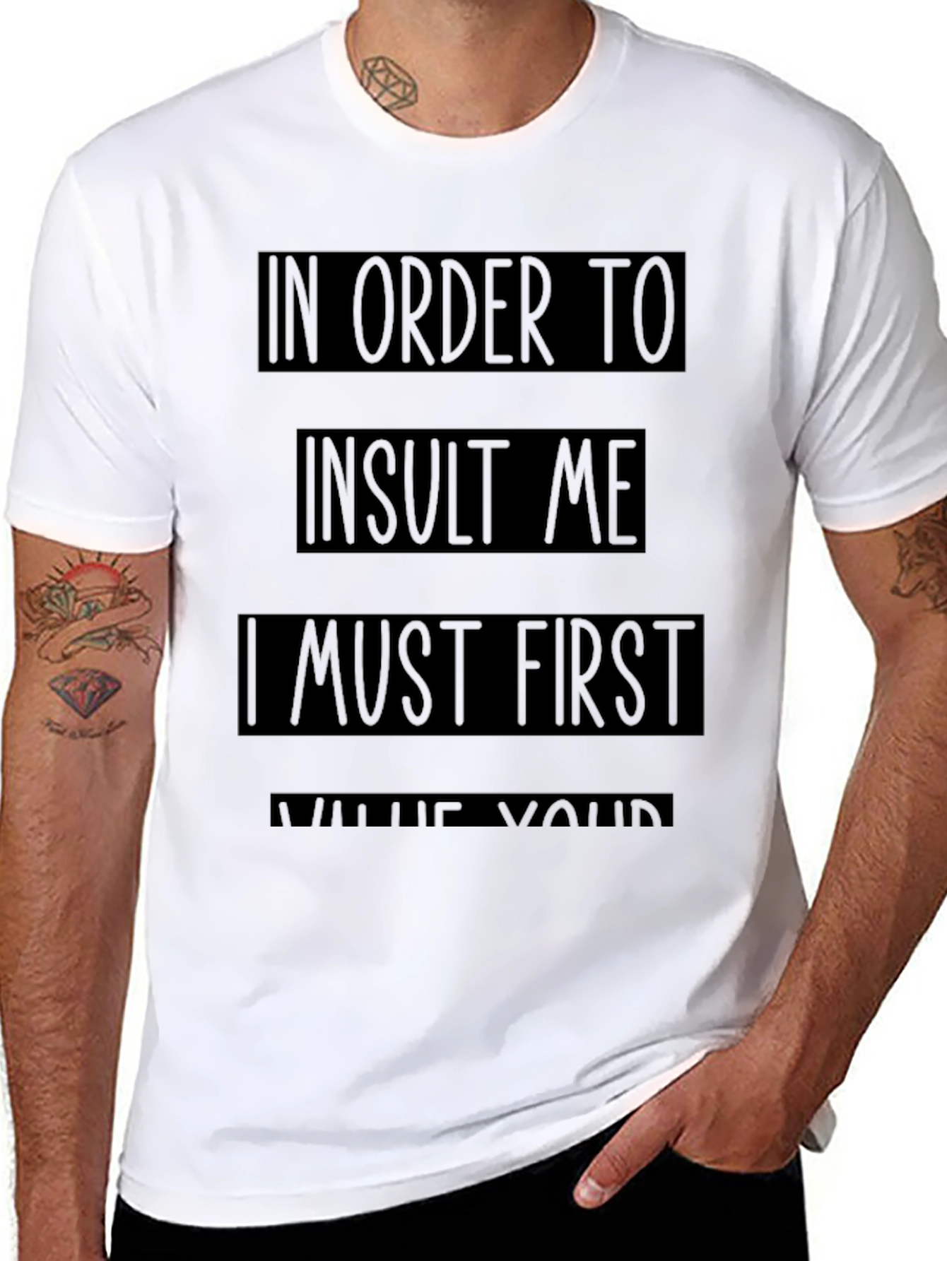 Black Humorous Slogan Tee: In Order To Insult Me Shirt view 8