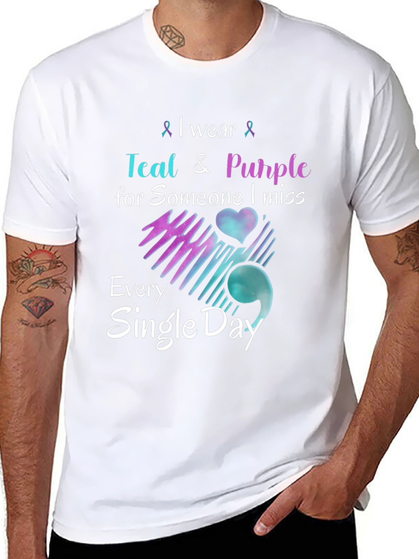 Black Teal & Purple Remembrance T-Shirt - Missed Loved One view 8