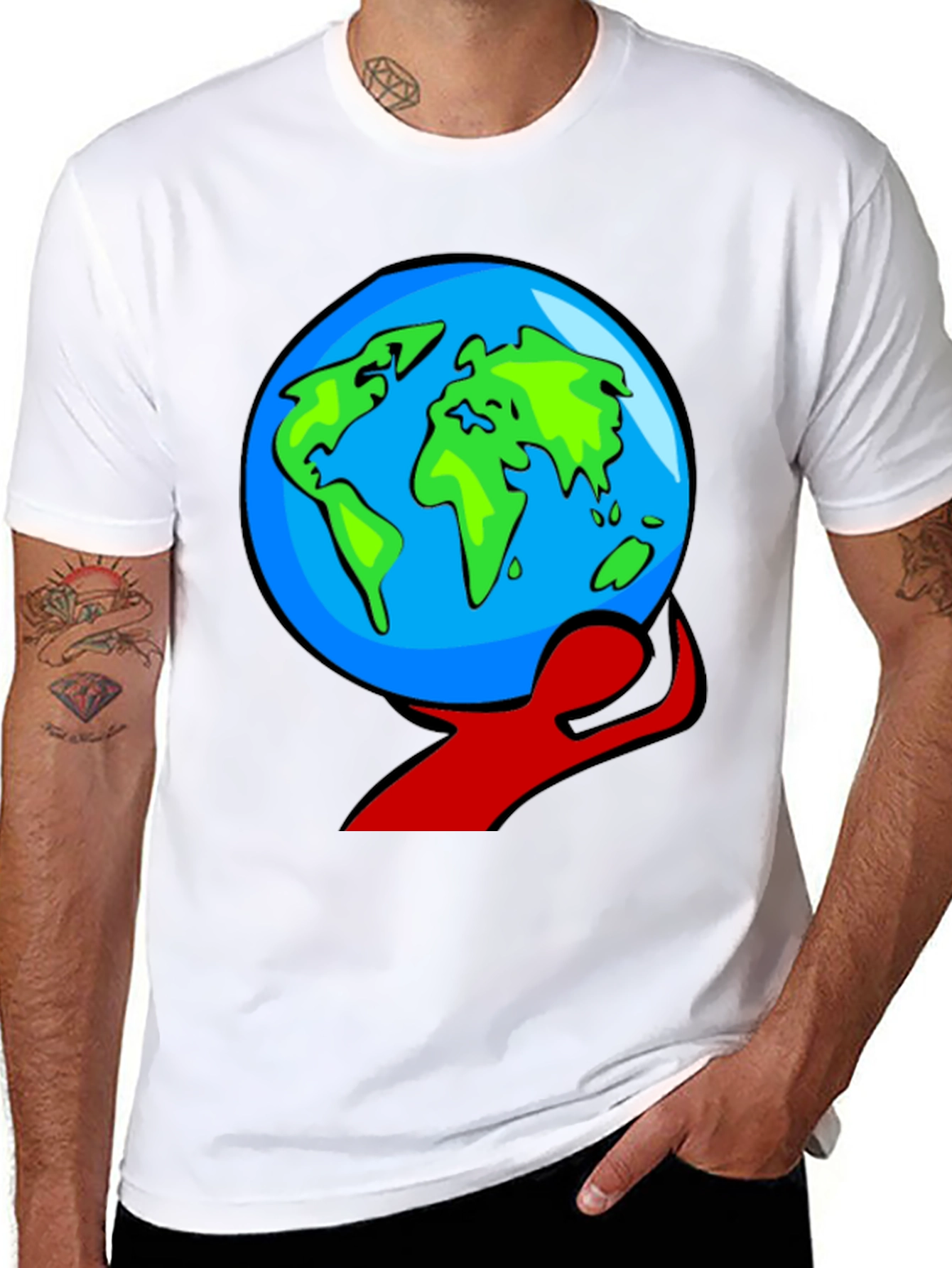 Black World in Hand Graphic Tee - Black Cotton T-Shirt view 8