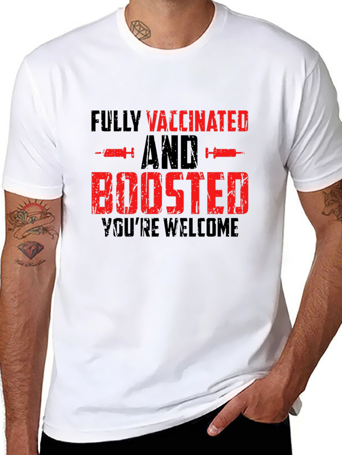 Black Fully Vaccinated & Boosted Novelty T-Shirt view 8