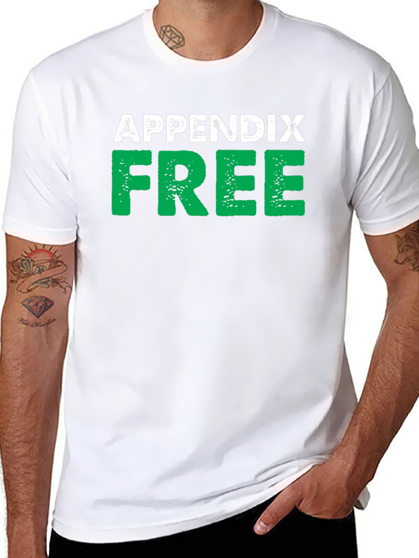 Black Appendix Free Black T-Shirt Novelty Humor view 8