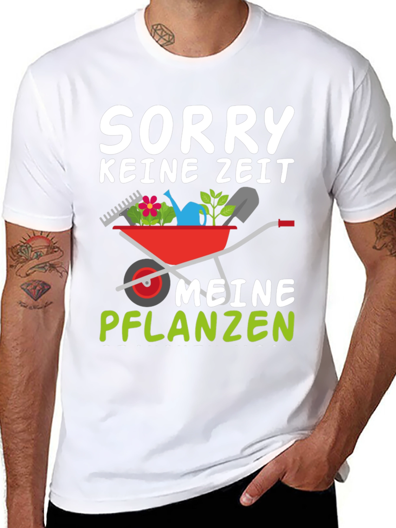 Black Gardening T-Shirt: Sorry, No Time, My Plants view 8