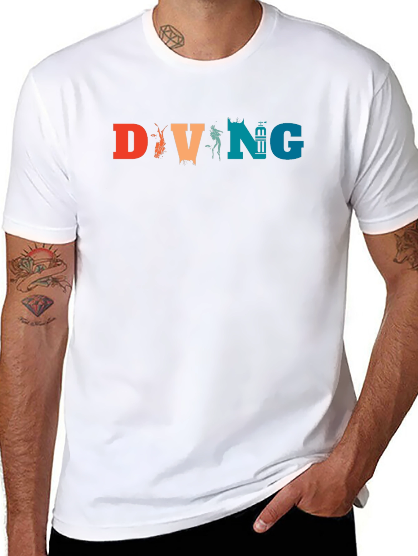 Black Retro Diving T-Shirt view 8