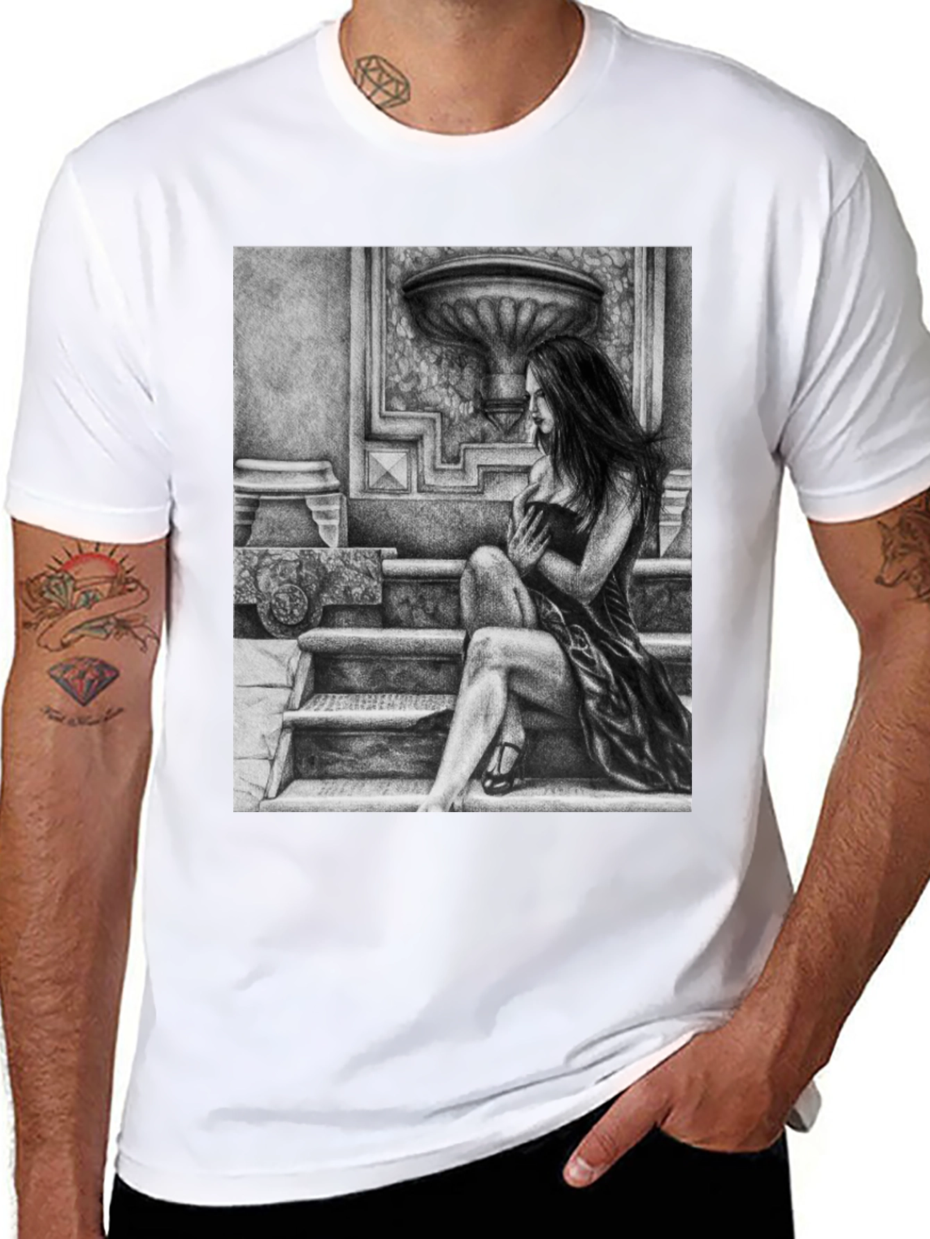 Black Elegant Woman Art Black T-Shirt view 8