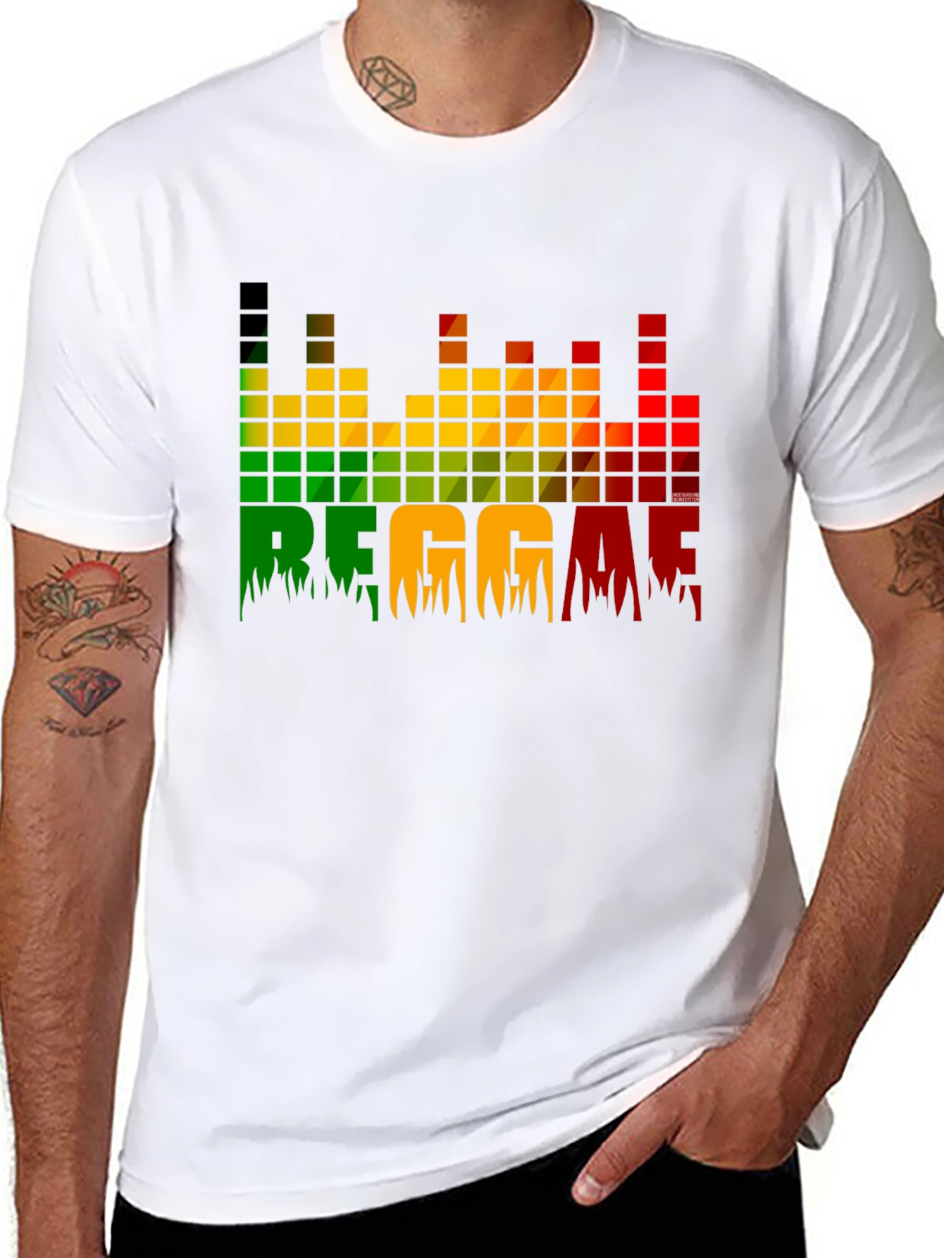 Black Reggae Graphic Tee - Rasta Music Lover Shirt view 8