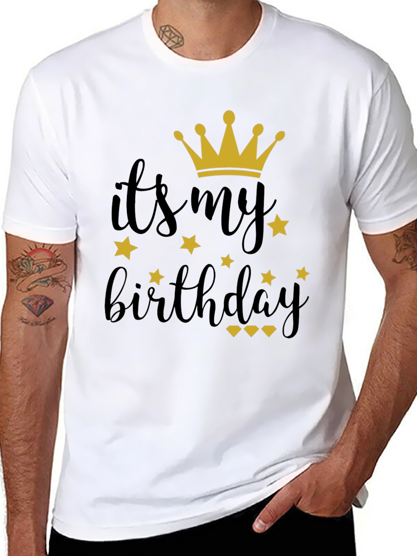 It's My Birthday Shirt - Black Tee with Gold Crown - 8