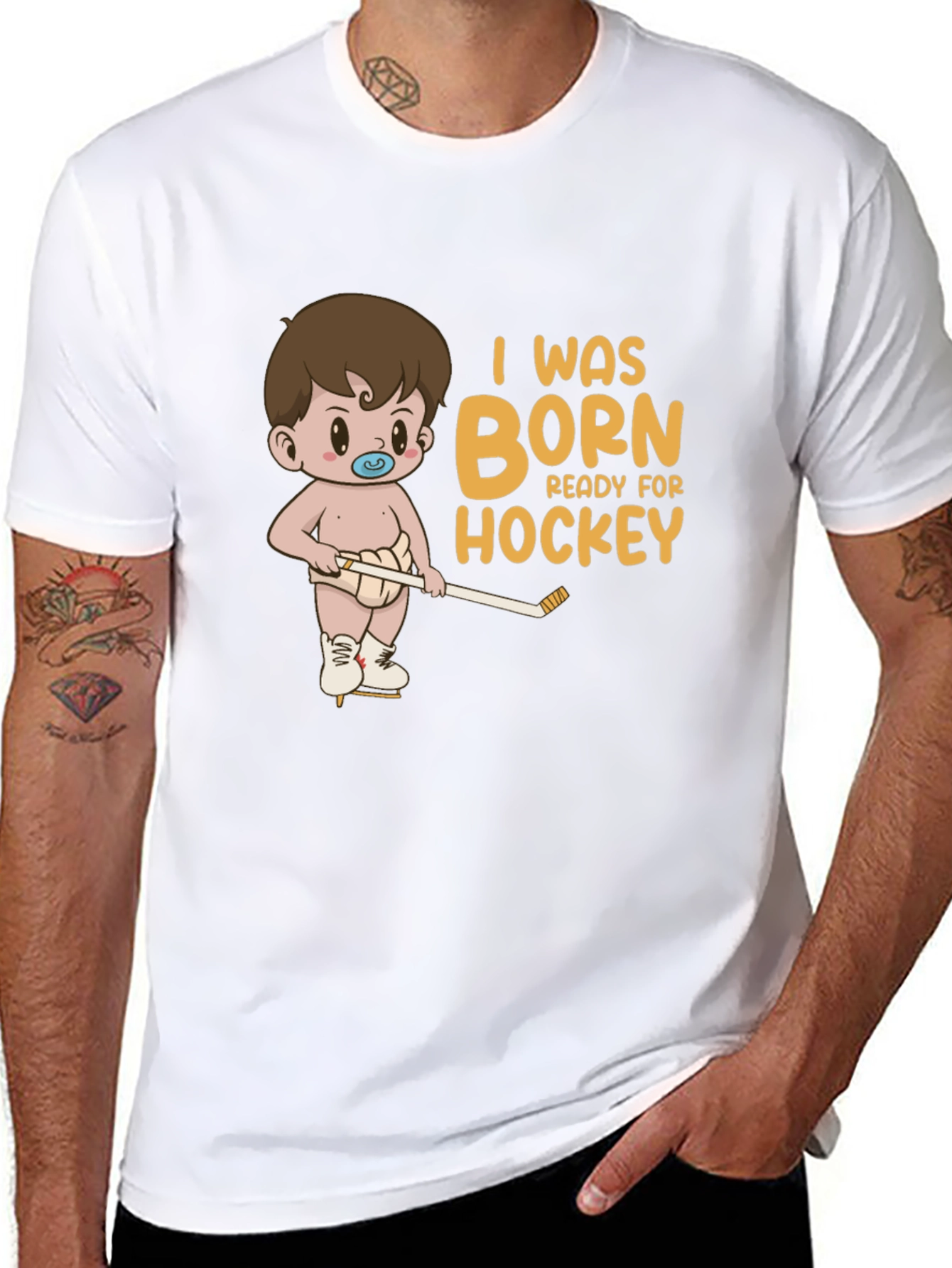 Black Born Ready for Hockey Graphic T-Shirt view 8