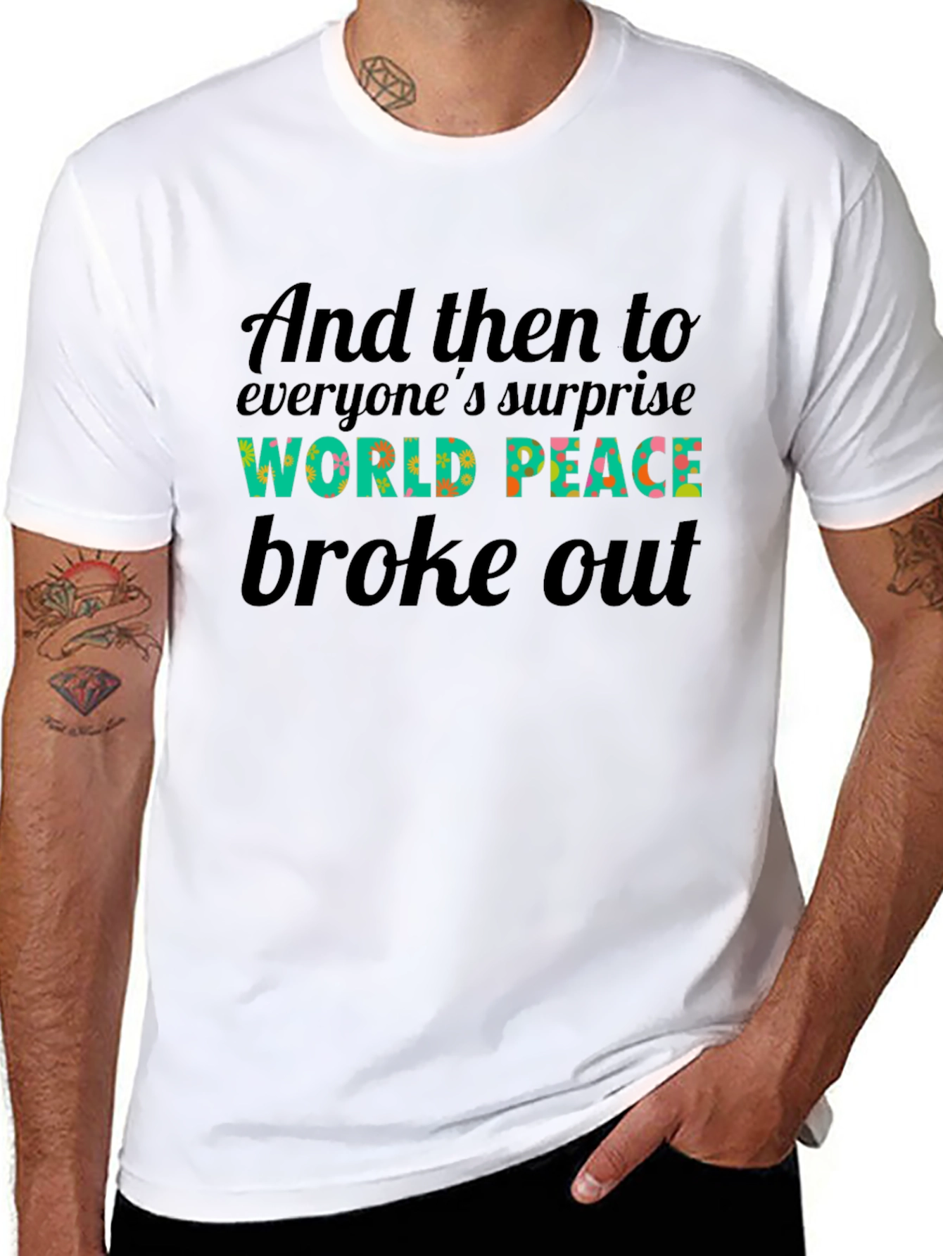 Black World Peace T-Shirt - Surprise & Style view 8