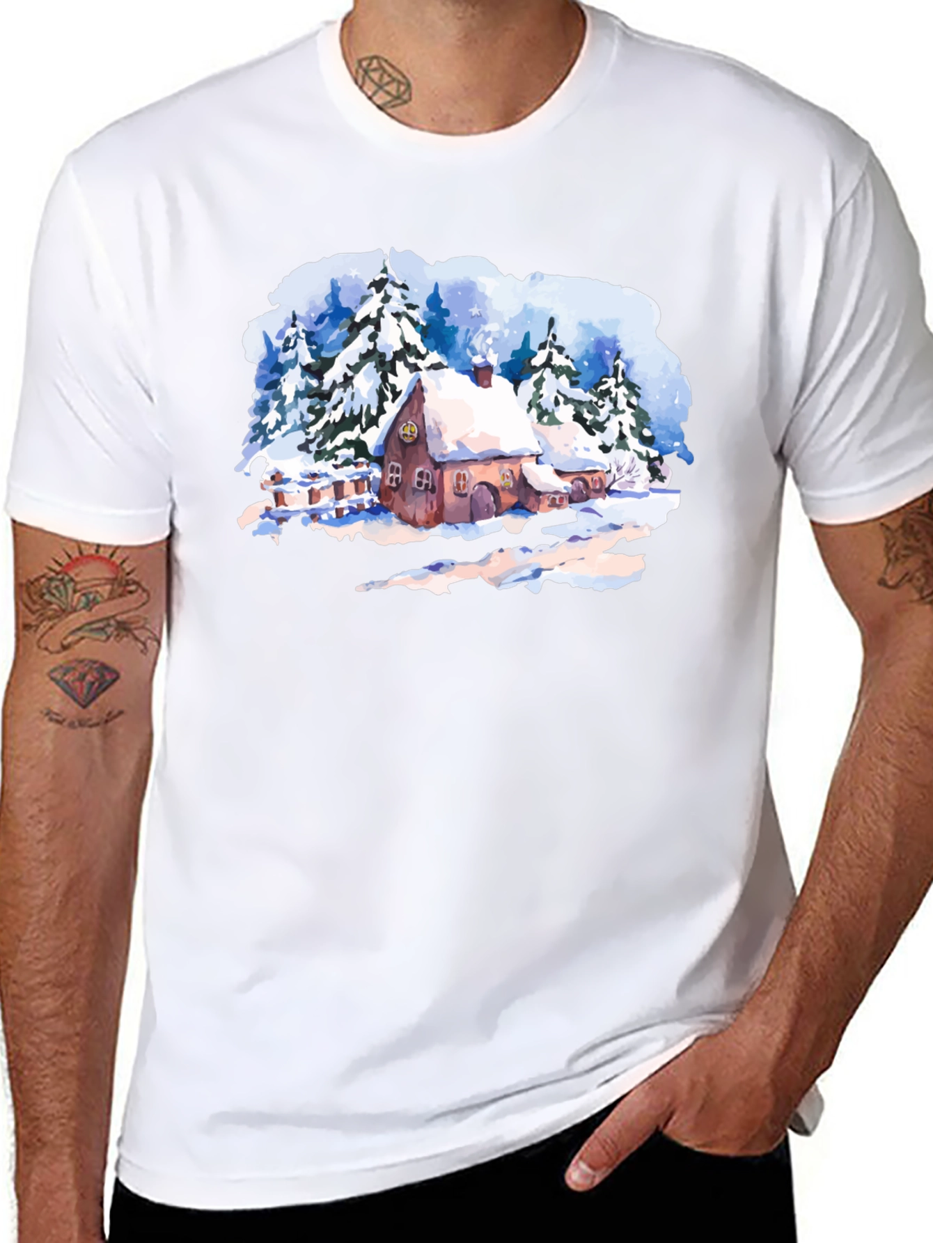 Winter Cabin Graphic T-Shirt - 8