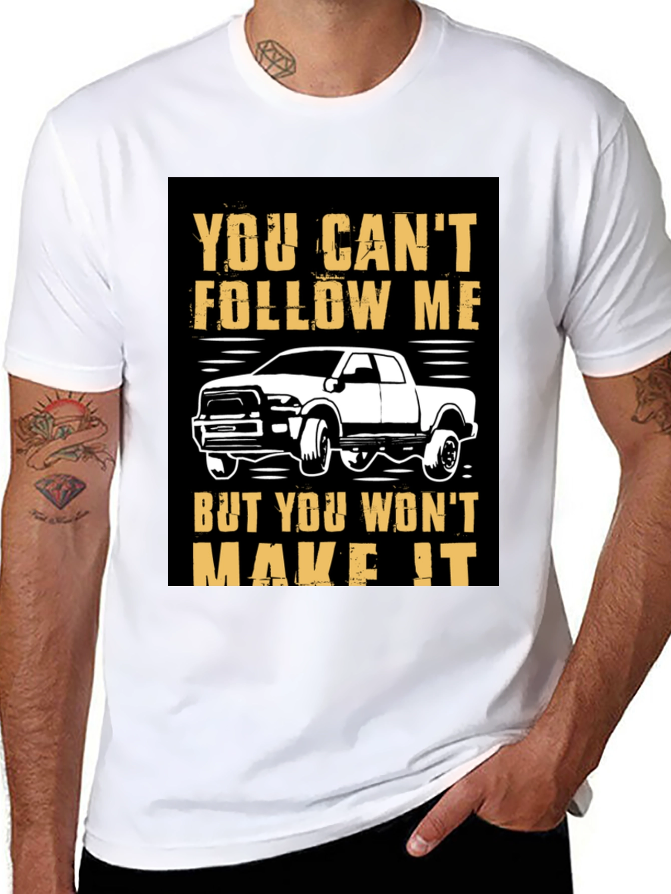 Black You Can't Follow Me Black Graphic T-Shirt view 8
