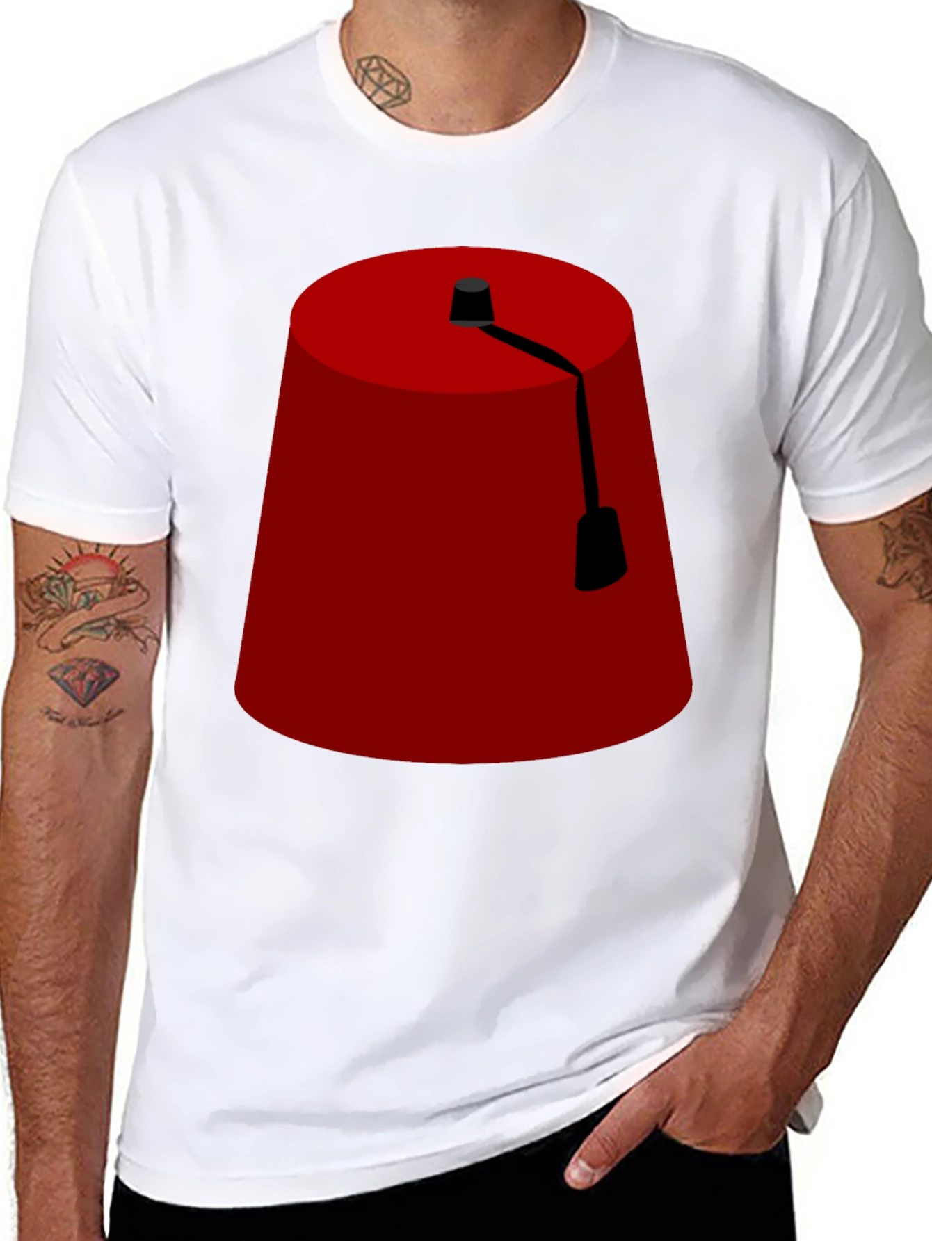 Black Fun Fez T-Shirt - Novelty Hat Graphic Tee view 8