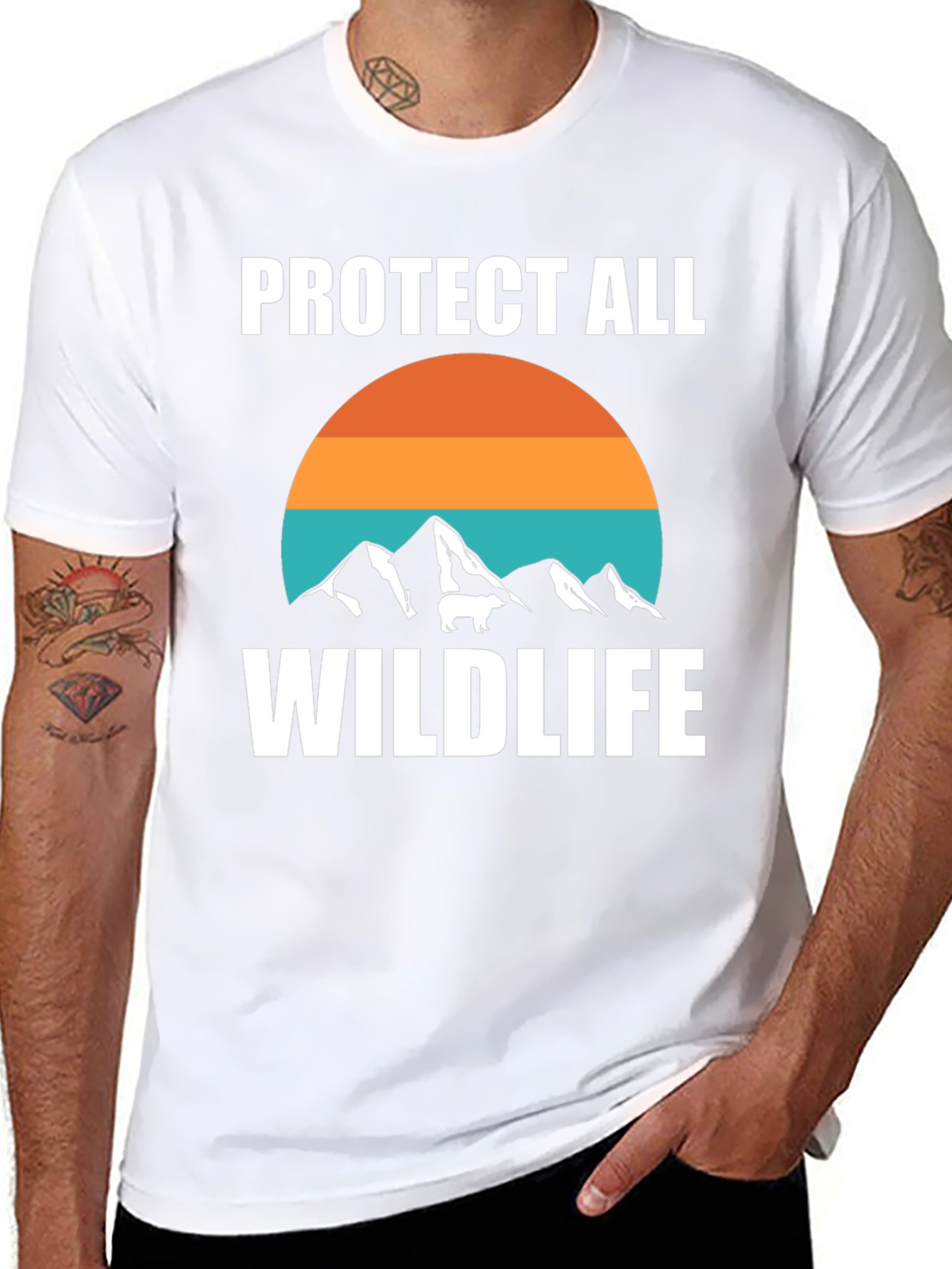 Black Protect All Wildlife Graphic T-Shirt view 8