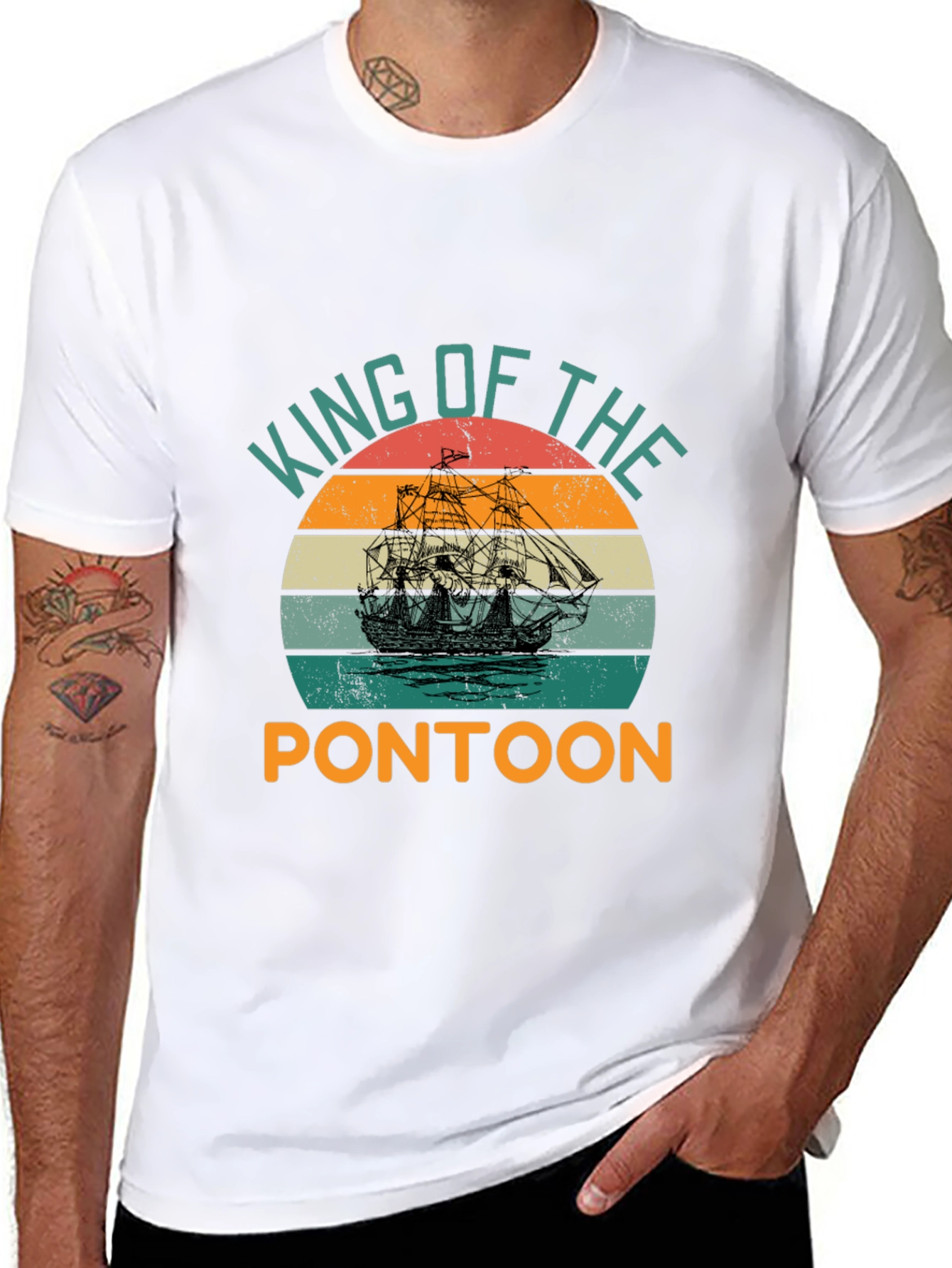 Black King of the Pontoon Graphic T-Shirt view 8