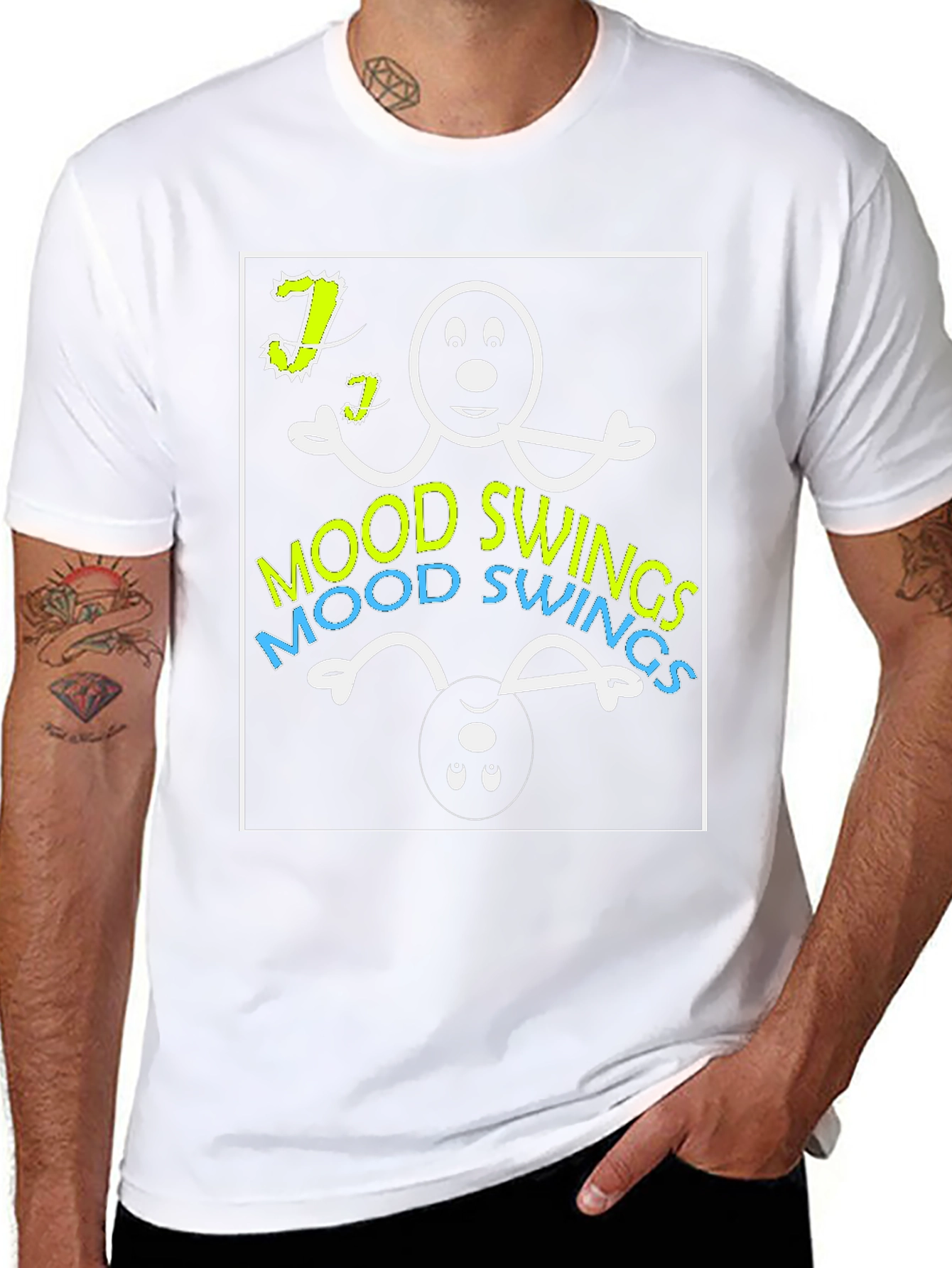 Black Mood Swings Graphic Tee - Black Cotton T-Shirt view 8