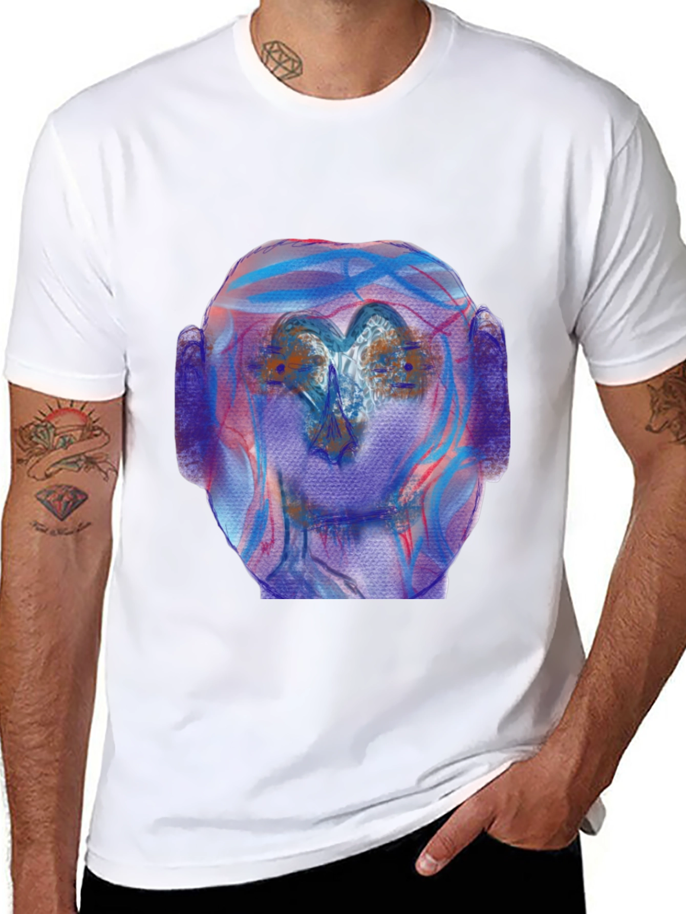 Black Abstract Art Tee - Unique Graphic Print Shirt view 8