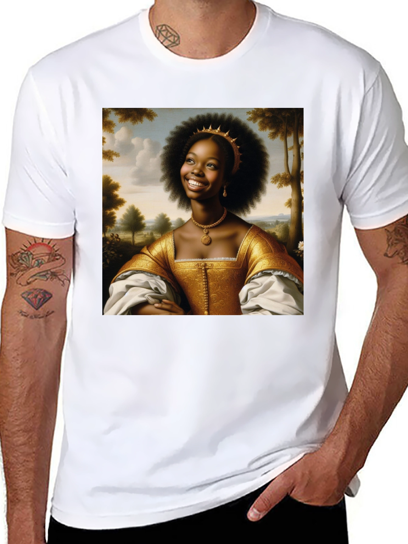 Black Renaissance Portrait Black T-Shirt view 8