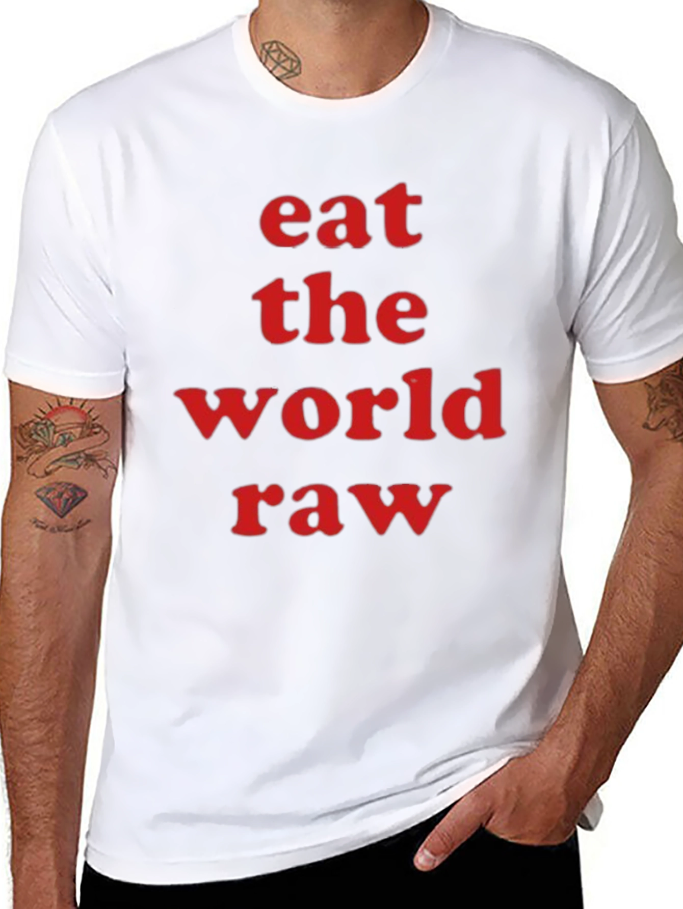 Black Eat the World Raw Graphic Tee - Bold Statement Shirt view 8